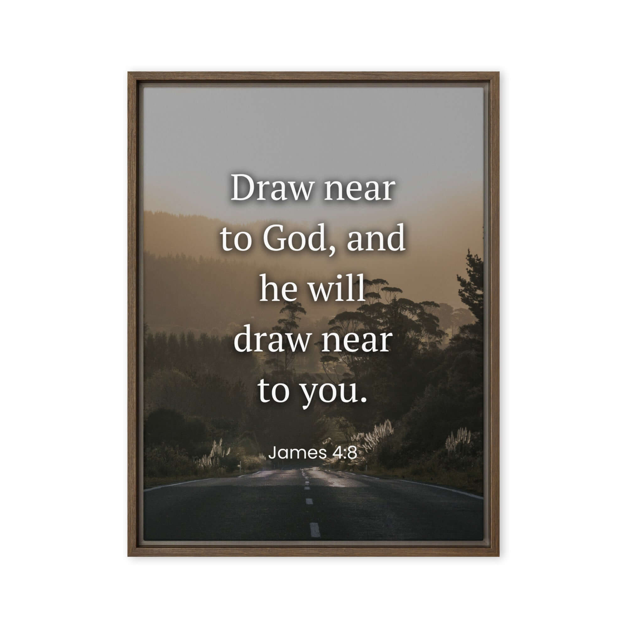 James 4:8 Bible Verse, Cleanse your Framed Canvas Print Wall Art Brown 24″×32″