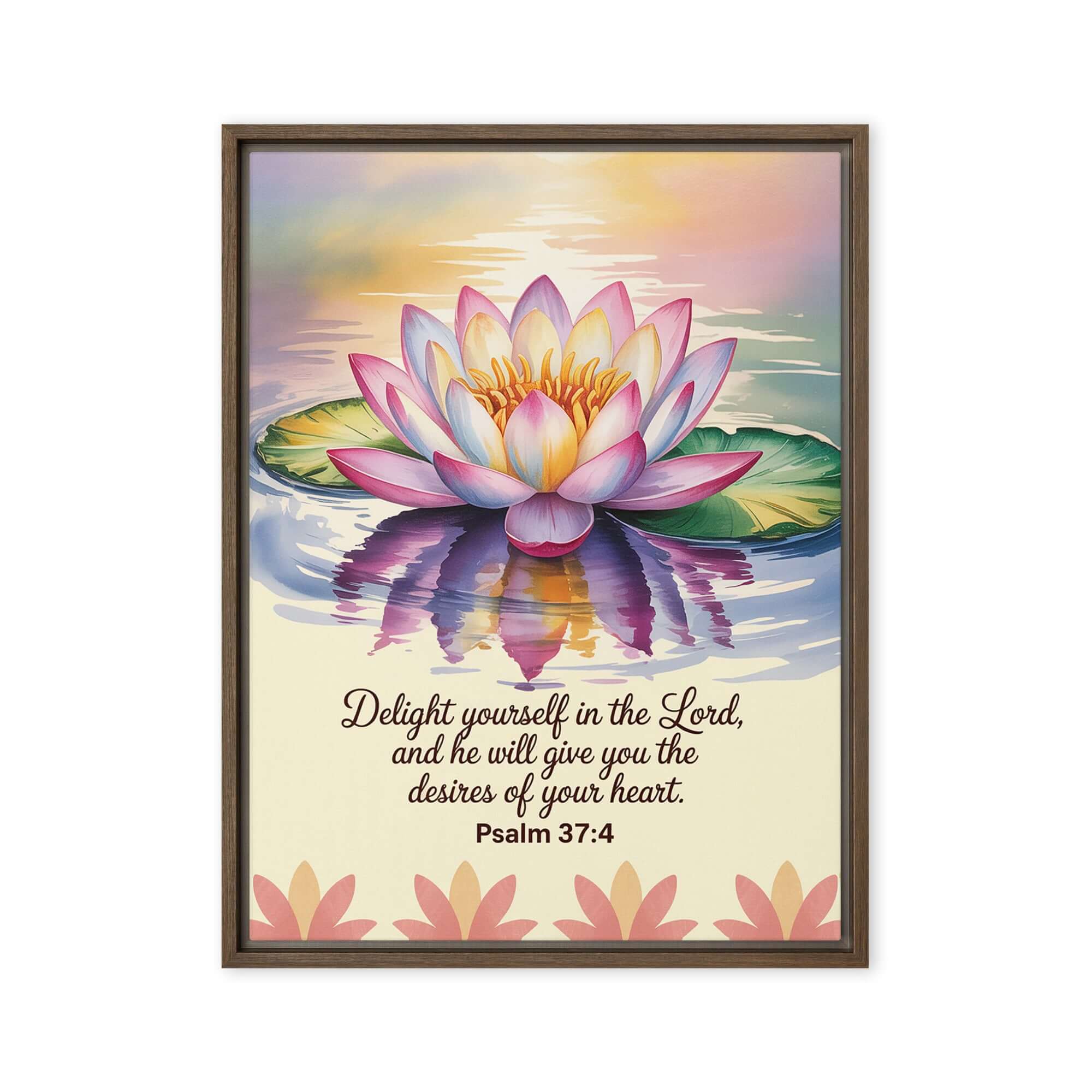 Psalm 37:4 Bible Verse, the Lord Framed Canvas Brown 24″×32″