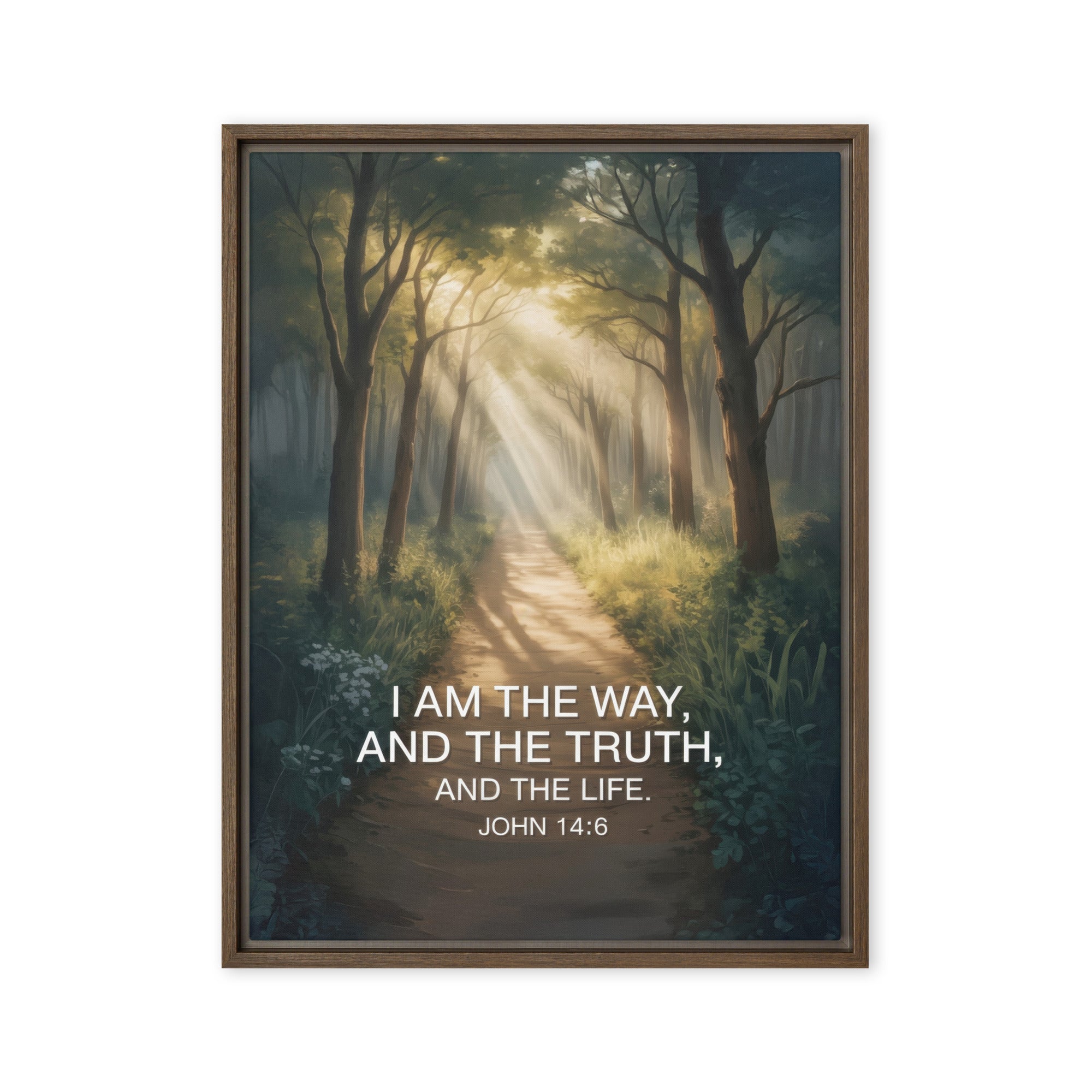 John 14:6 Bible Verse I Am Framed Canvas Brown 24″×32″