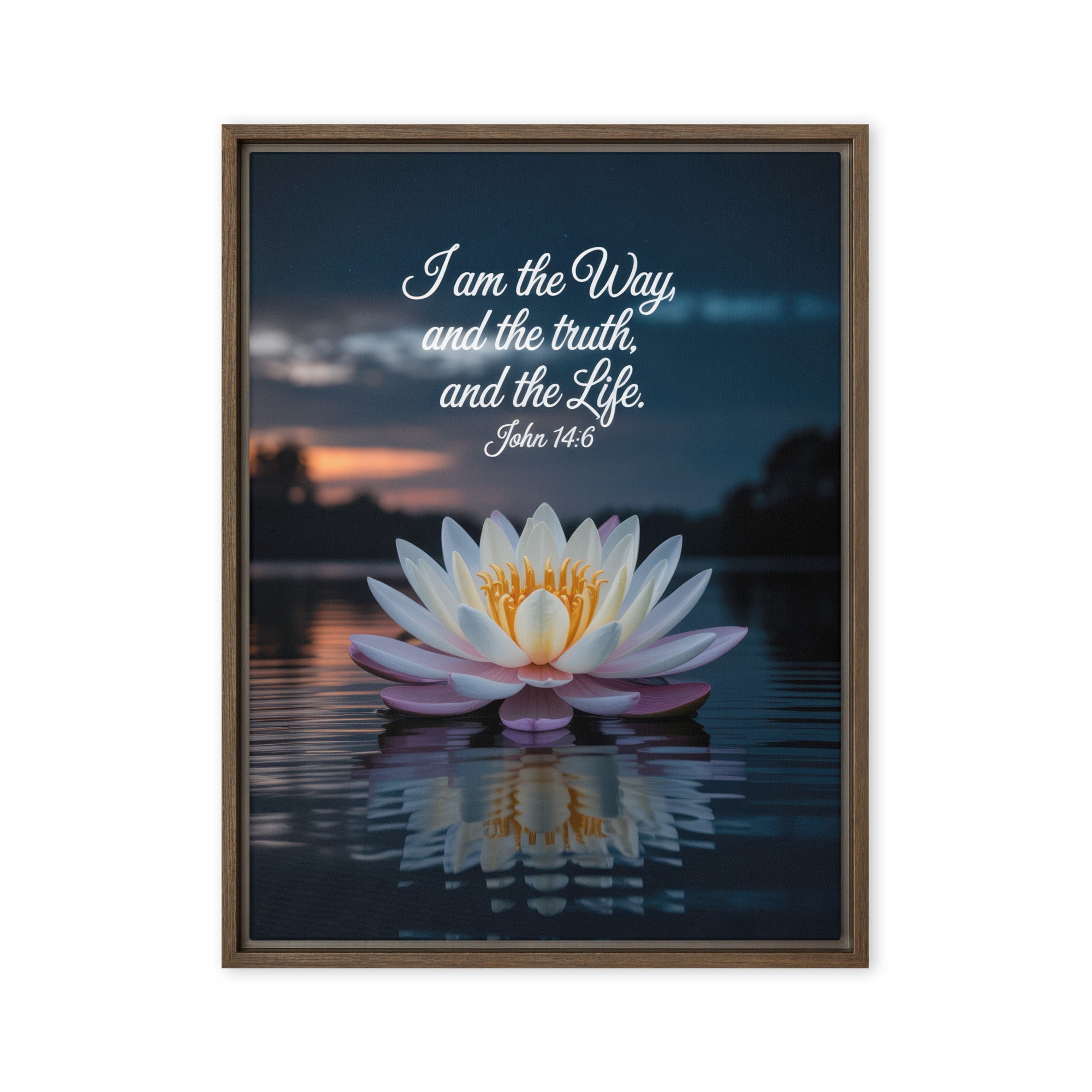 John 14:6 Bible Verse The Father Framed Canvas Brown 24″×32″