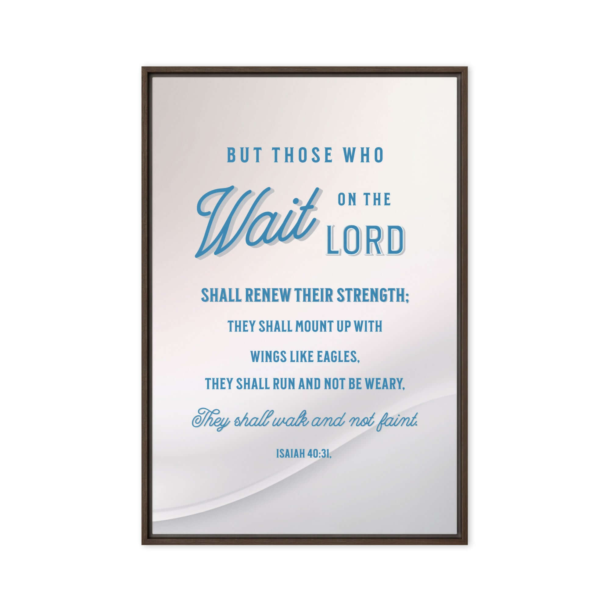 Isaiah 40:31 Bible Verse, Wings like Eagles Framed Canvas Print Wall Art Brown 24″×36″