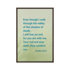 Psalm 23:4 Bible Verse, fear no evil Framed Canvas Print Wall Art Brown 24″×36″