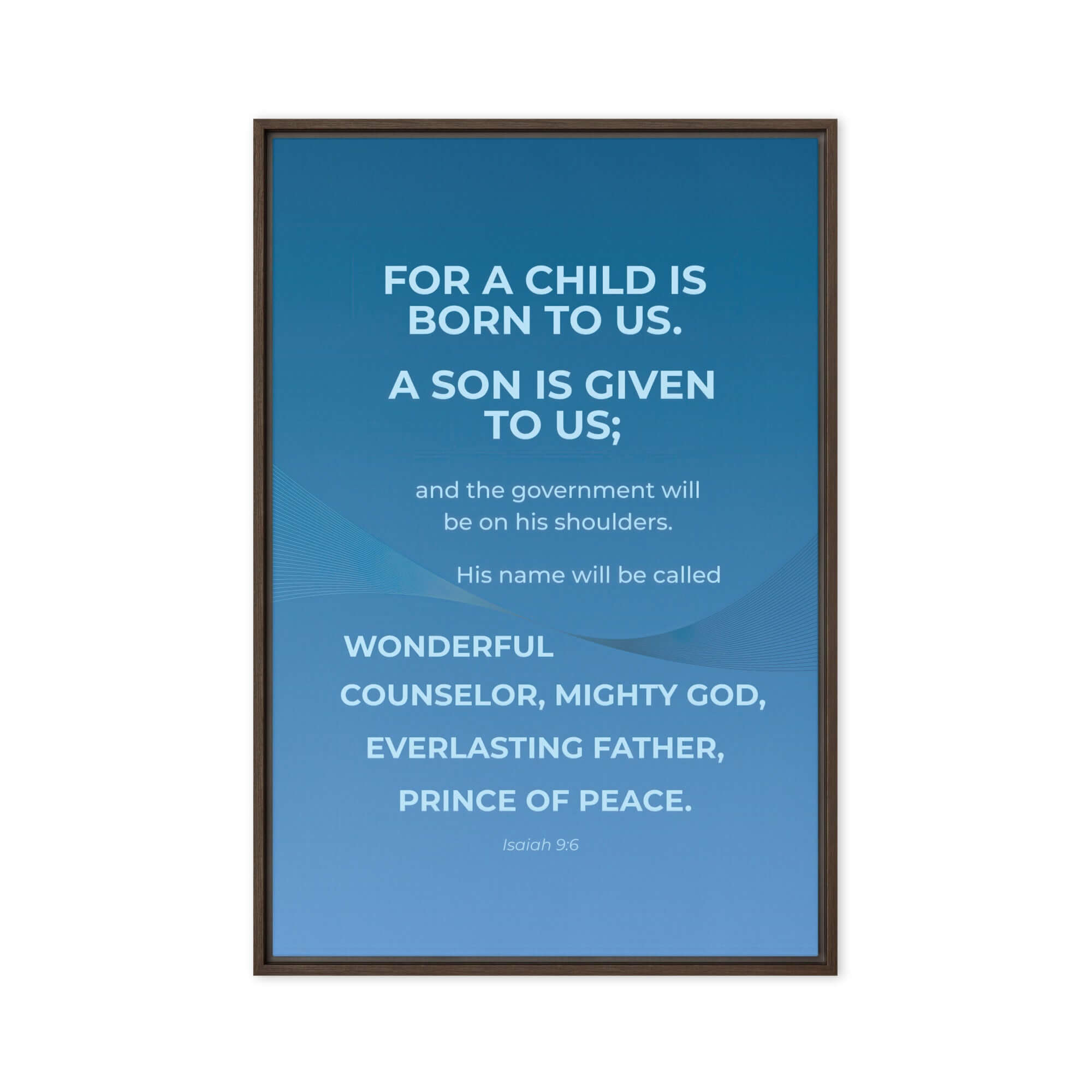 Isaiah 9:6 Bible Verse, Everlasting Father Framed Canvas Print Wall Art Brown 24″×36″
