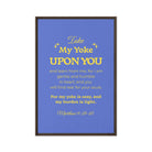 Matthew 11:29-30 Bible Verse, Take my yoke Framed Canvas Print Wall Art Brown 24″×36″
