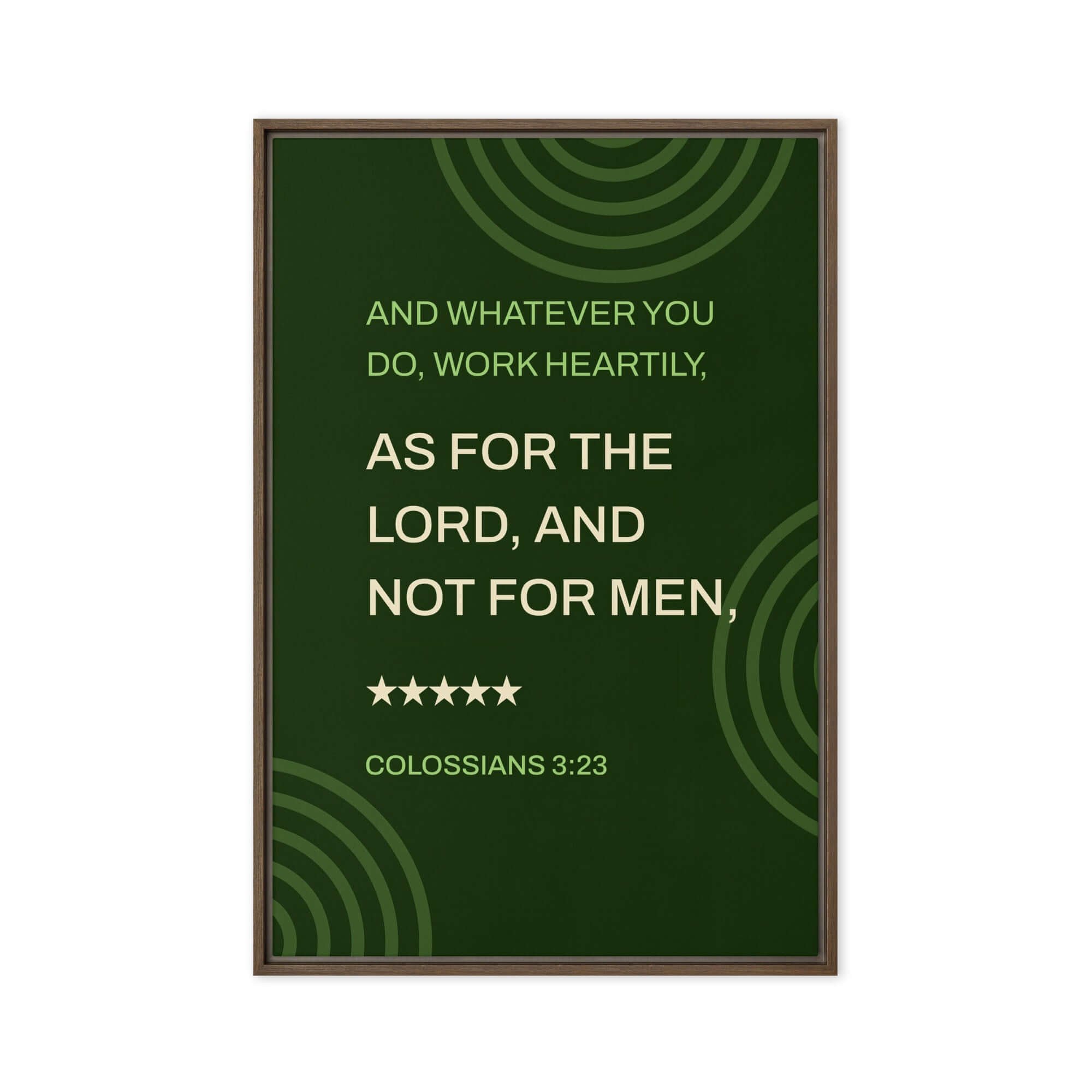 Colossians 3:23 Bible Verse, not for men Framed Canvas Print Wall Art Brown 24″×36″