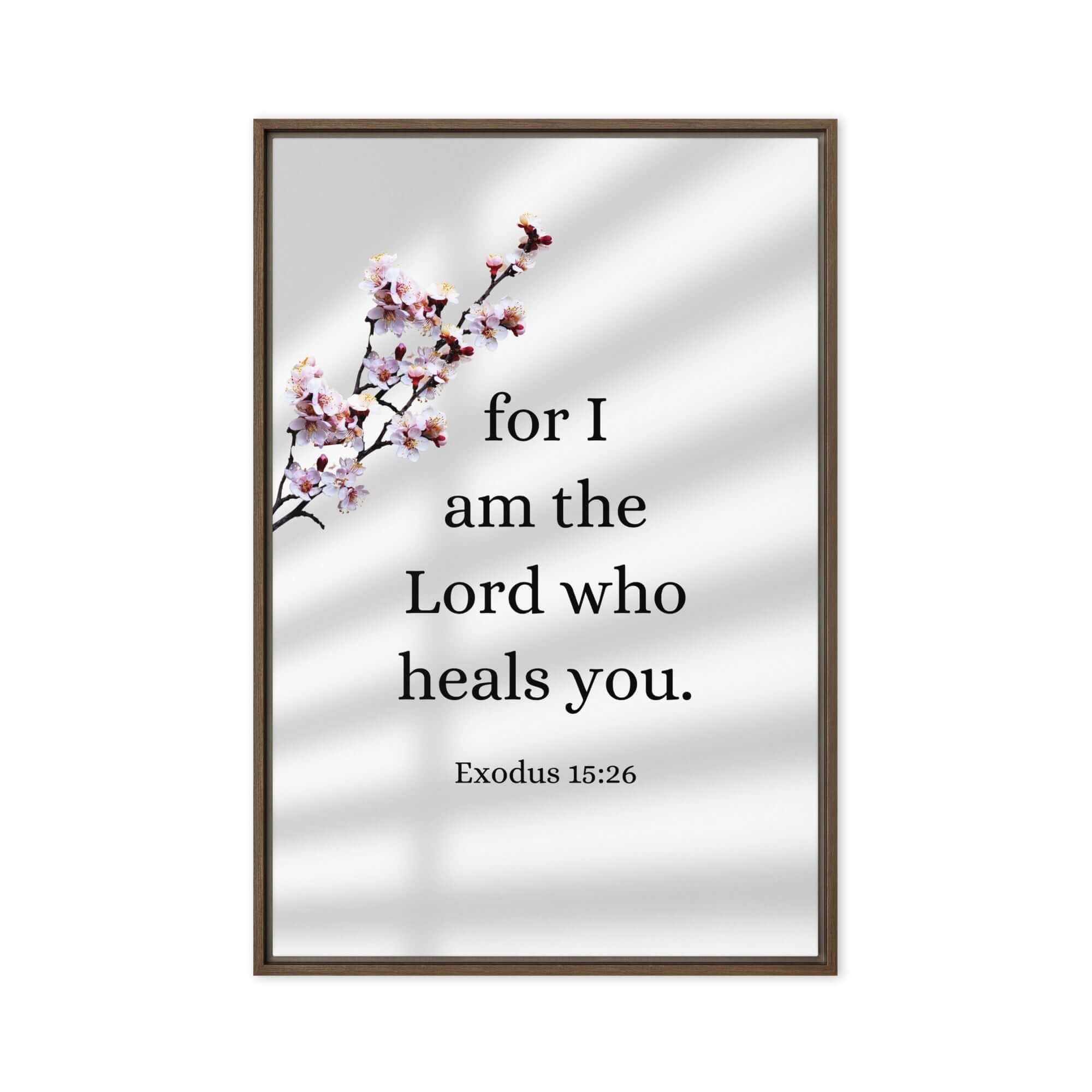 Exodus 15:26 Bible Verse, diligently listen Framed Canvas Print Wall Art Brown 24″×36″