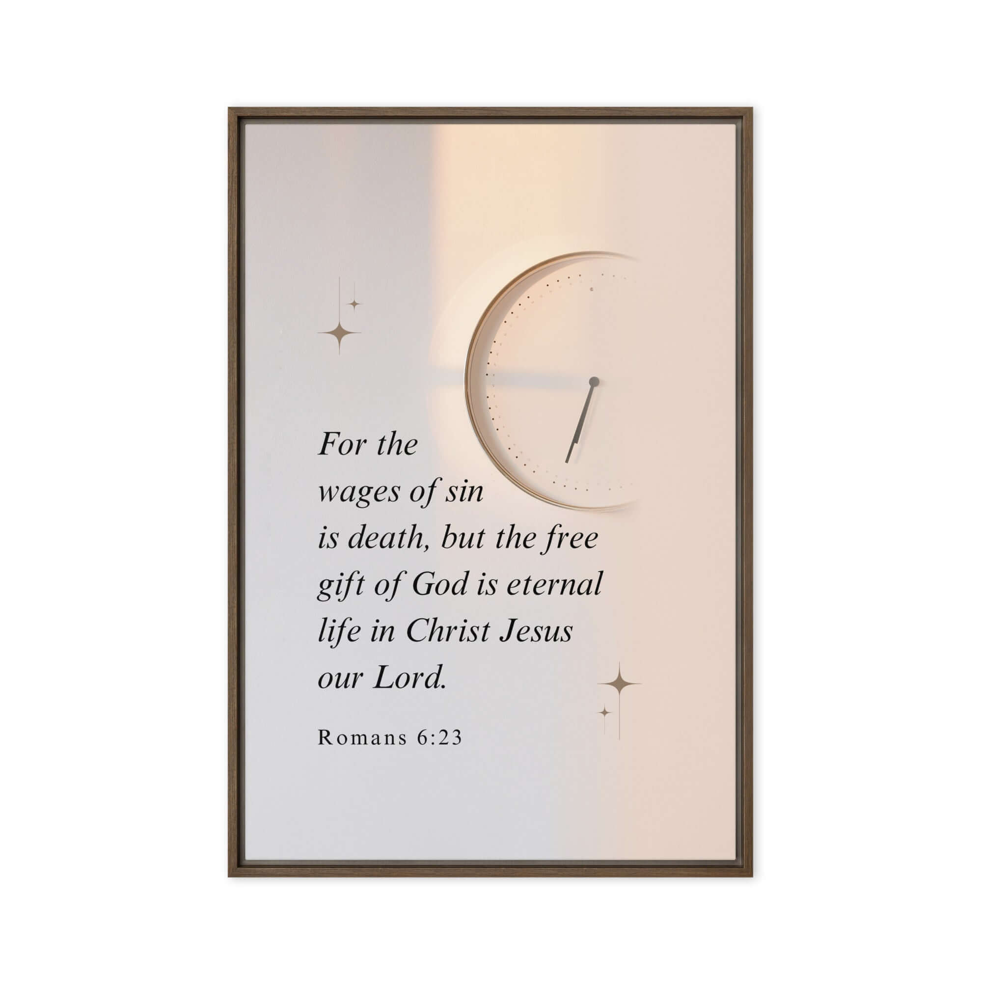 Romans 6:23 Bible Verse, our Lord Framed Canvas Print Wall Art Brown 24″×36″
