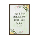 John 14:27 Bible Verse, My peace Framed Canvas Print Wall Art Brown 24″×36″