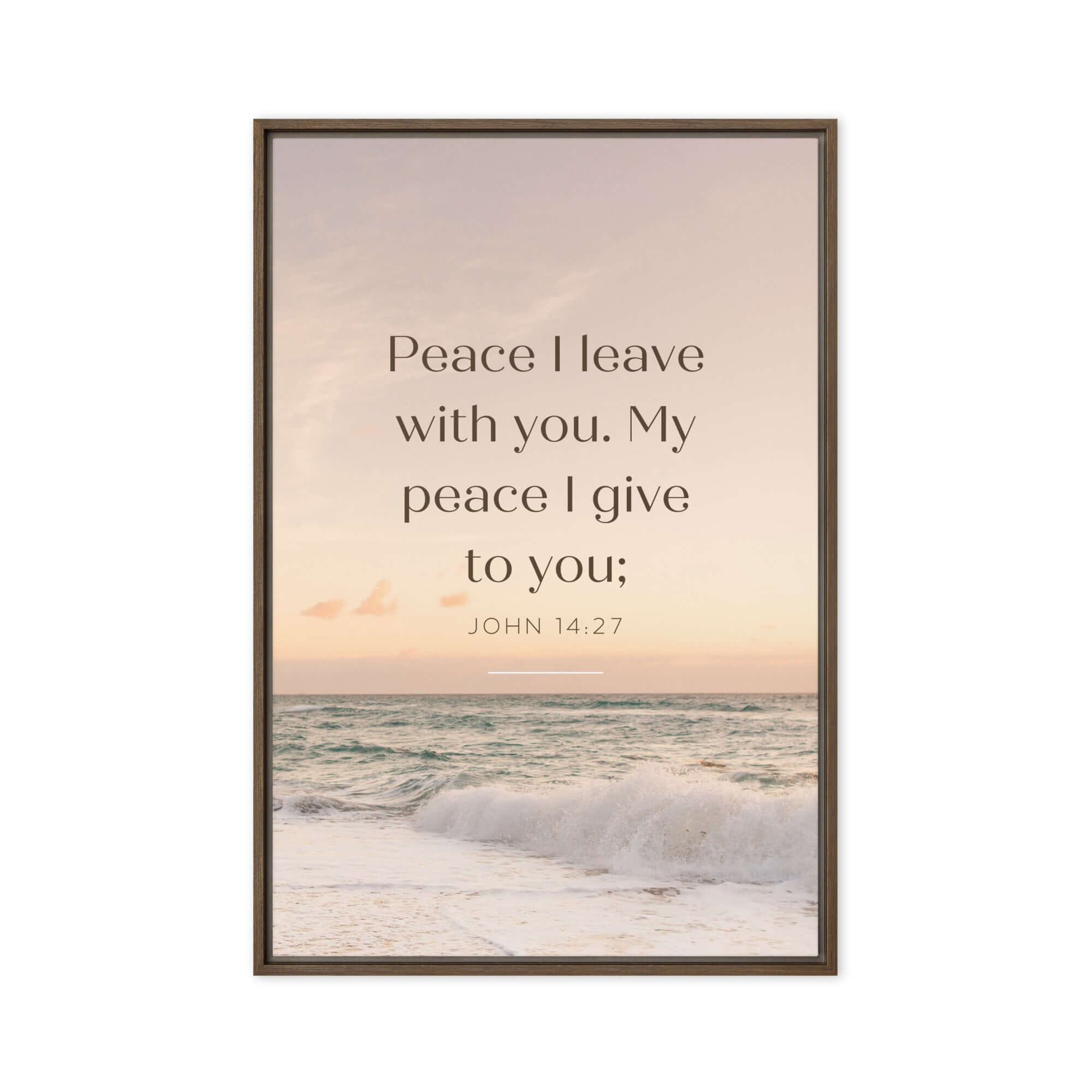 John 14:27 Bible Verse, not as the Framed Canvas Print Wall Art Brown 24″×36″