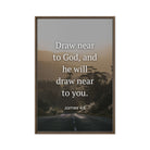 James 4:8 Bible Verse, Cleanse your Framed Canvas Print Wall Art Brown 24″×36″