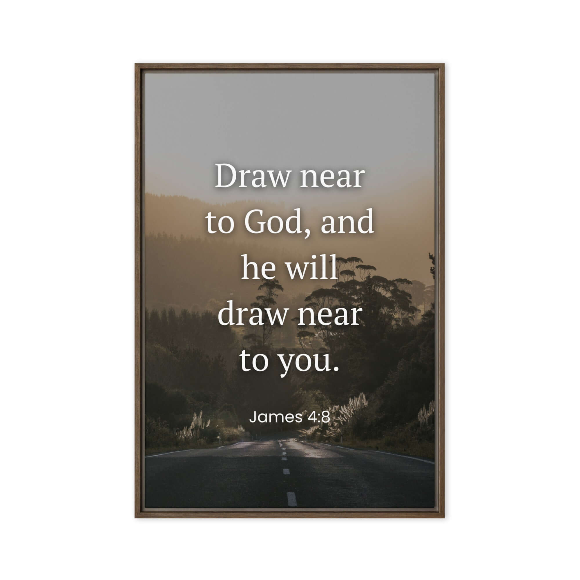 James 4:8 Bible Verse, Cleanse your Framed Canvas Print Wall Art Brown 24″×36″