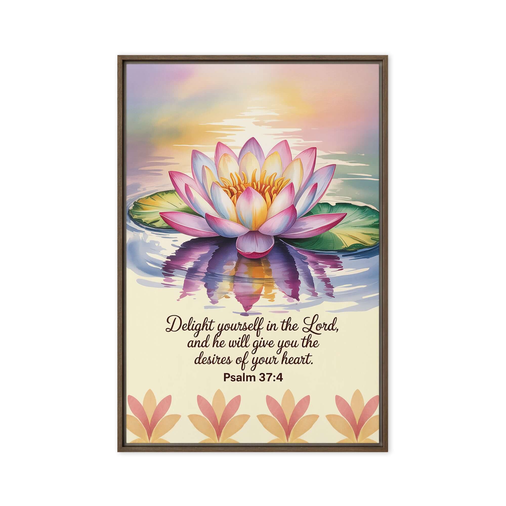 Psalm 37:4 Bible Verse, the Lord Framed Canvas Brown 24″×36″