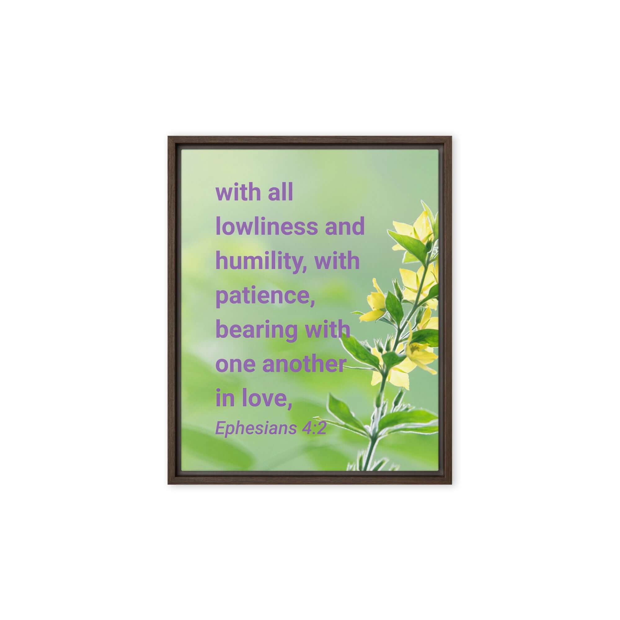 Ephesians 4:2 Bible Verse, one another in love Framed Canvas Print Wall Art Brown 8″×10″