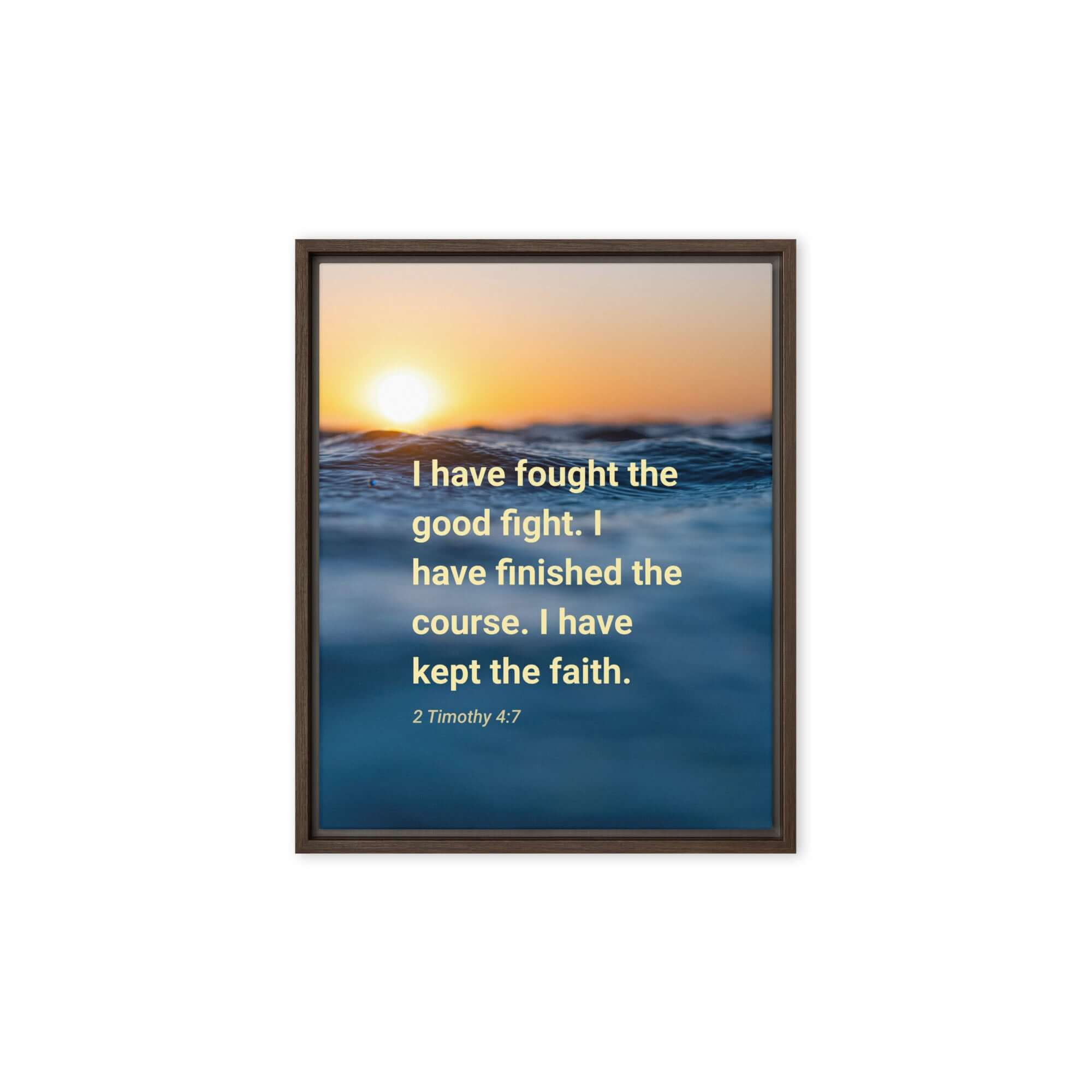 2 Timothy 4:7 Bible Verse, kept the faith Framed Canvas Print Wall Art Brown 8″×10″