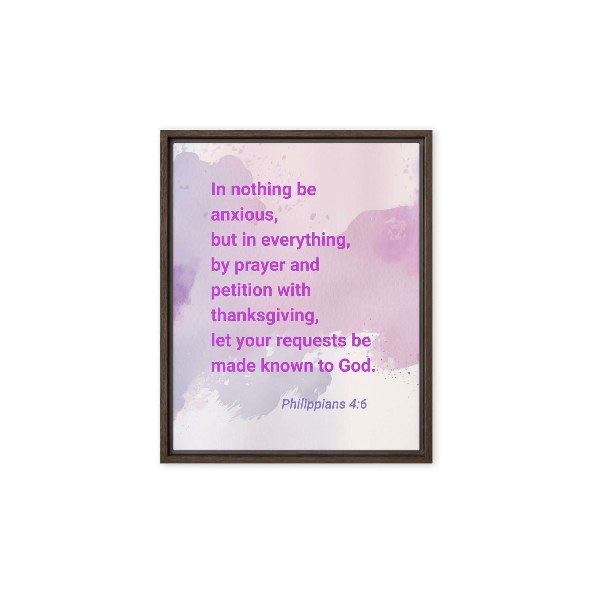 Philippians 4:6 Bible Verse, Prayer and Petition Framed Canvas Print Wall Art Brown 8″×10″