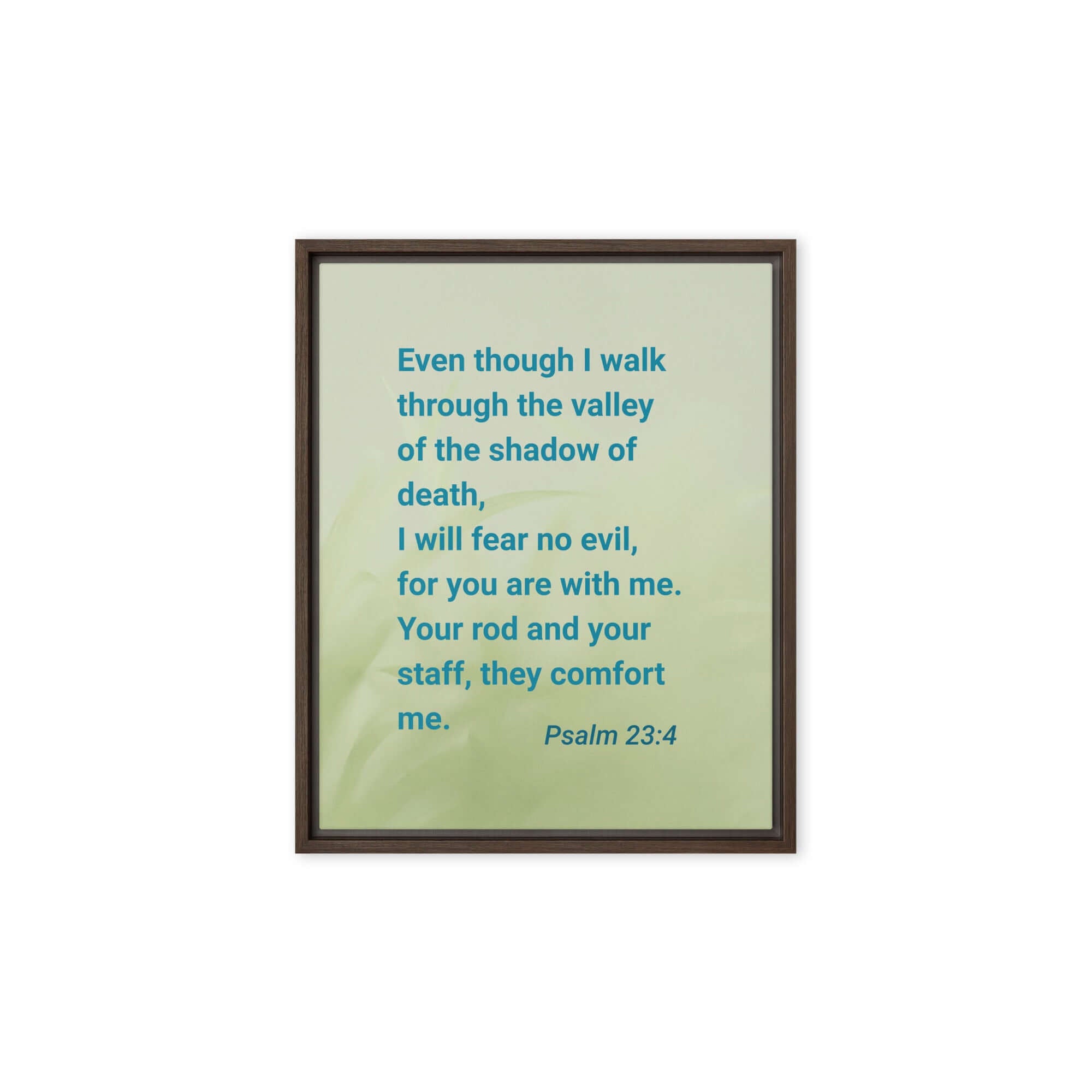 Psalm 23:4 Bible Verse, fear no evil Framed Canvas Print Wall Art Brown 8″×10″