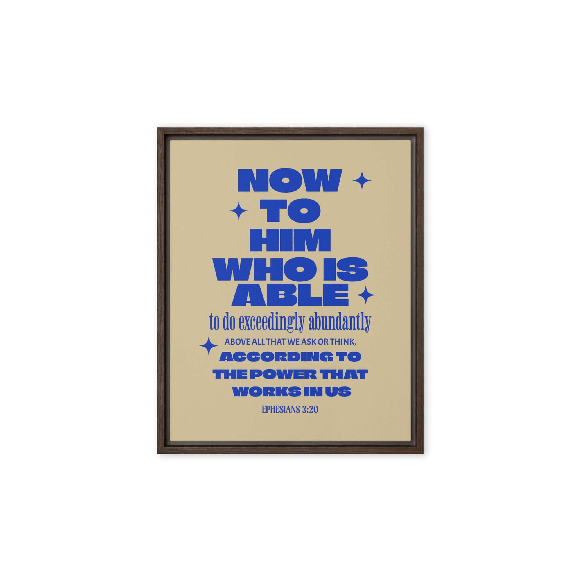 Ephesians 3:20 Bible Verse, power in us Framed Canvas Print Wall Art Brown 8″×10″