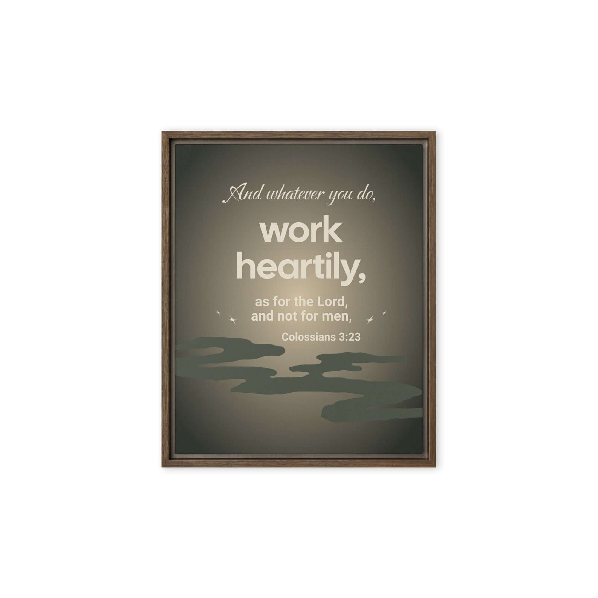 Colossians 3:23 Bible Verse, as for the Lord Framed Canvas Print Wall Art Brown 8″×10″