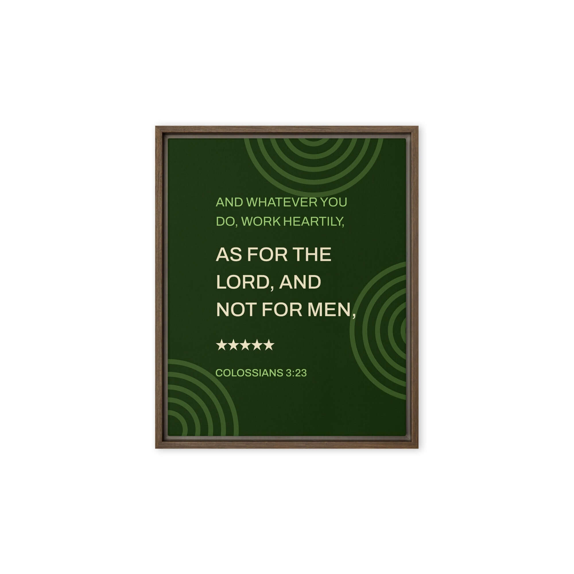 Colossians 3:23 Bible Verse, not for men Framed Canvas Print Wall Art Brown 8″×10″