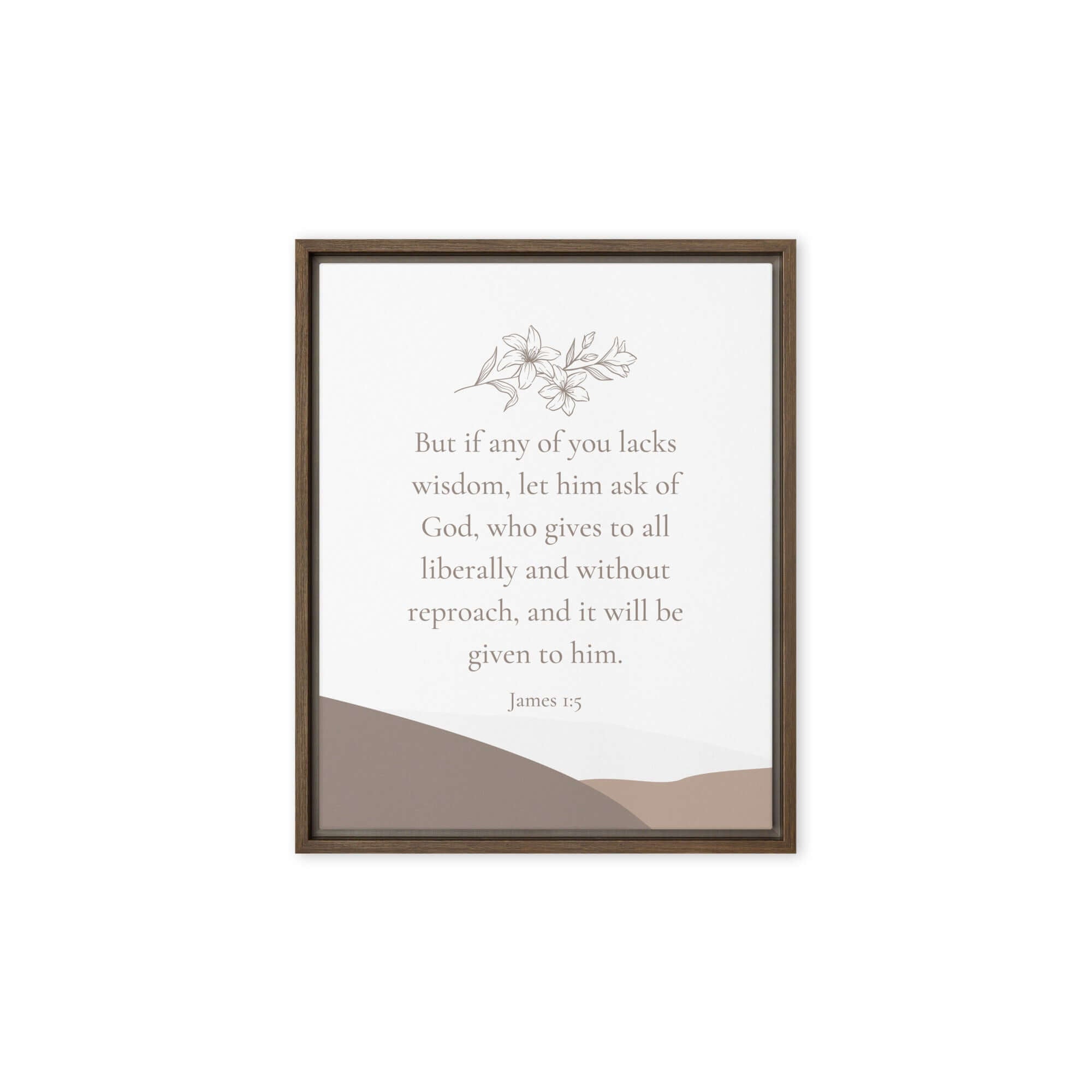James 1:5 Bible Verse, ask of God Framed Canvas Print Wall Art Brown 8″×10″