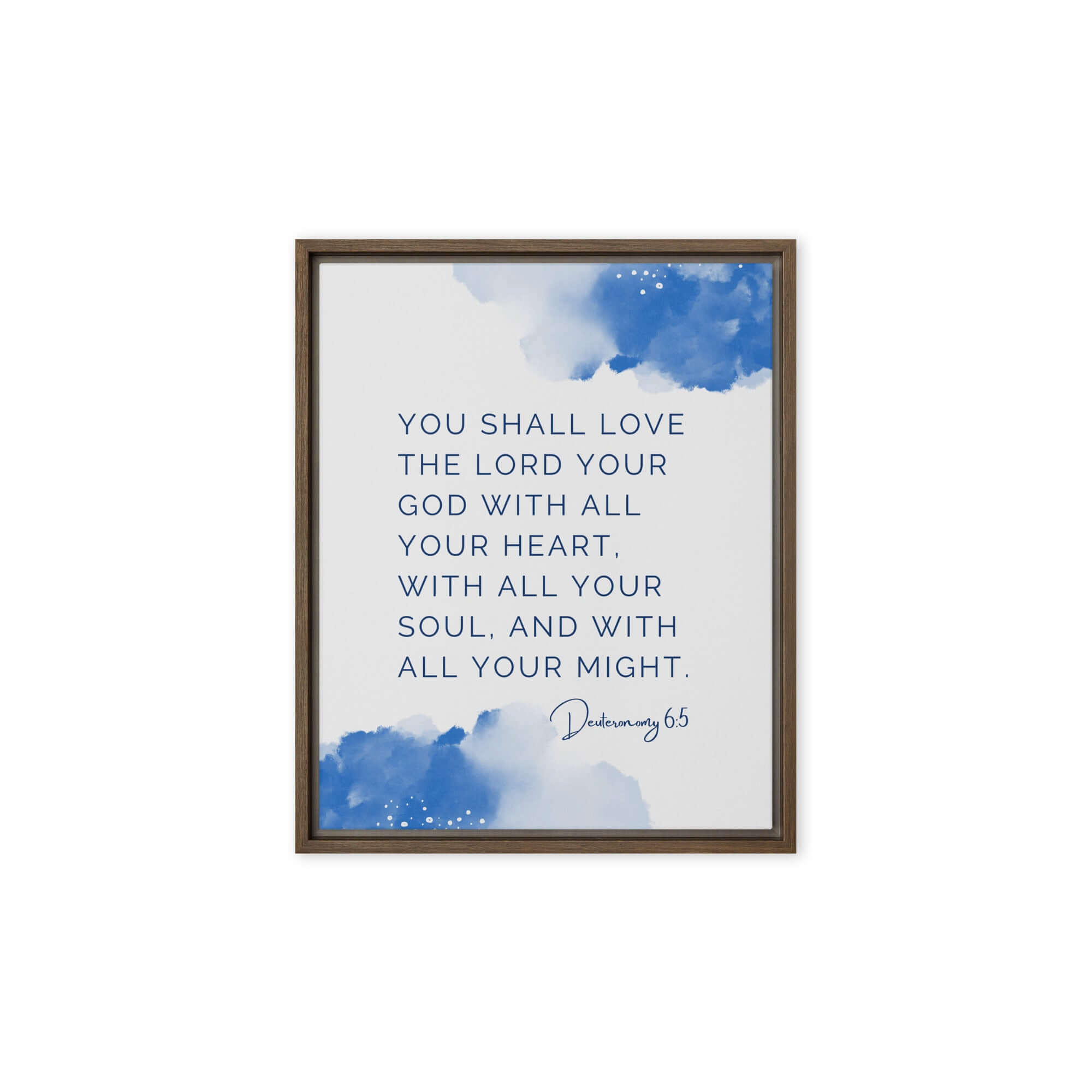 Deuteronomy 6:5 Bible Verse, your God Framed Canvas Print Wall Art Brown 8″×10″