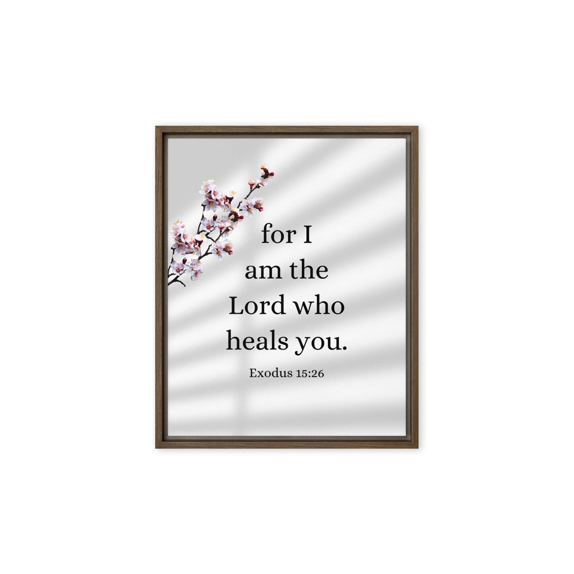 Exodus 15:26 Bible Verse, diligently listen Framed Canvas Print Wall Art Brown 8″×10″