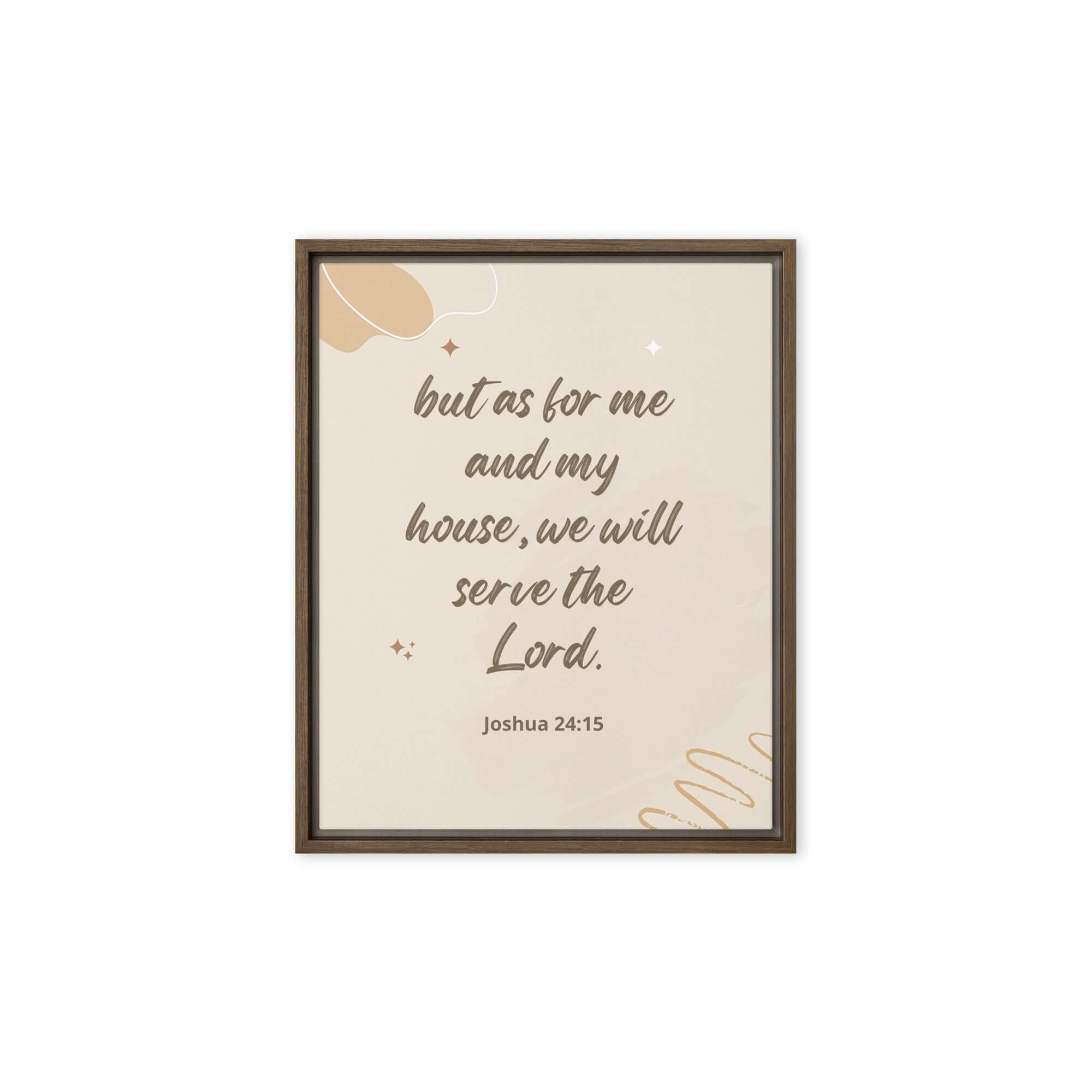 Joshua 24:15 Bible Verse, will serve Framed Canvas Print Wall Art Brown 8″×10″