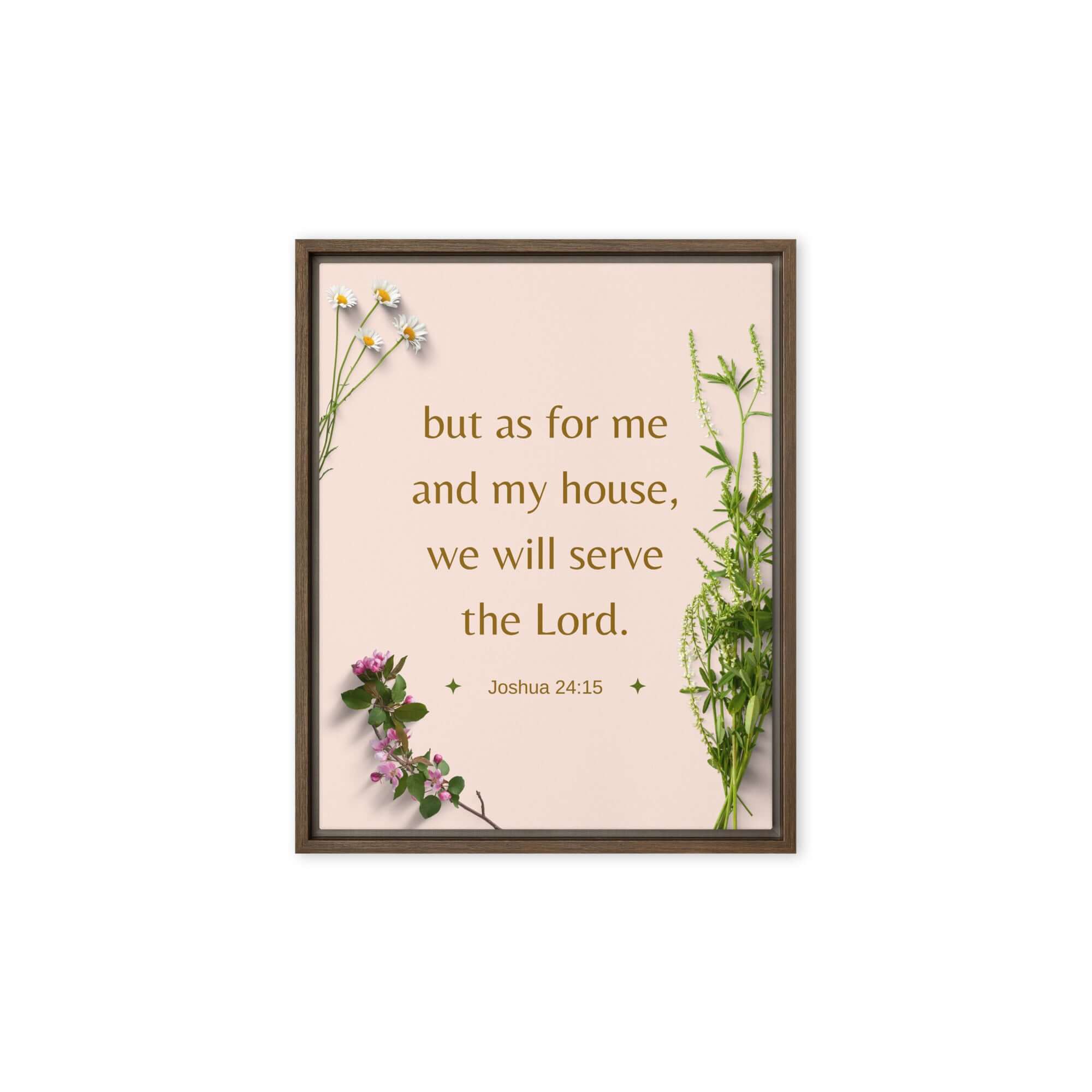 Joshua 24:15 Bible Verse, your fathers Framed Canvas Print Wall Art Brown 8″×10″