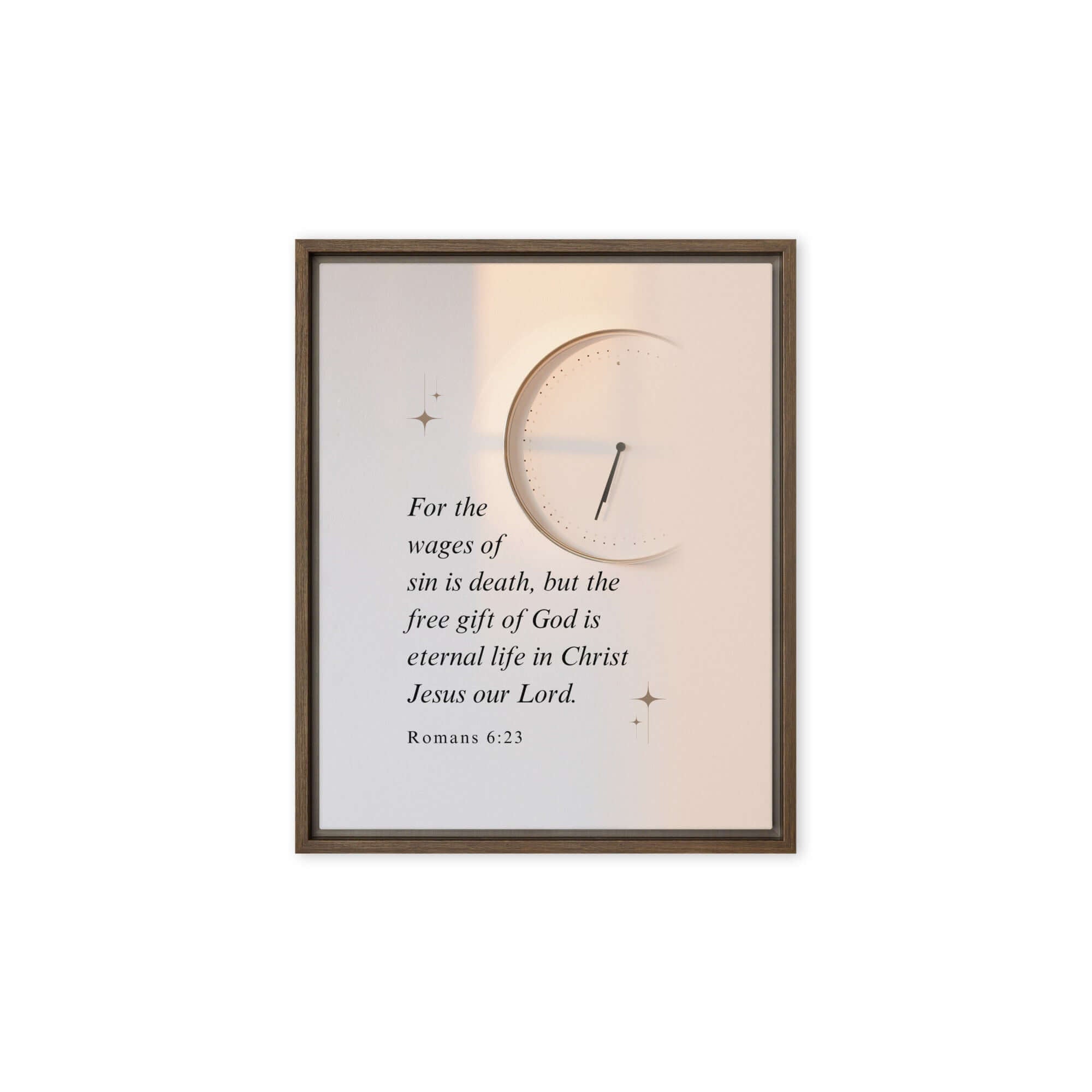 Romans 6:23 Bible Verse, our Lord Framed Canvas Print Wall Art Brown 8″×10″