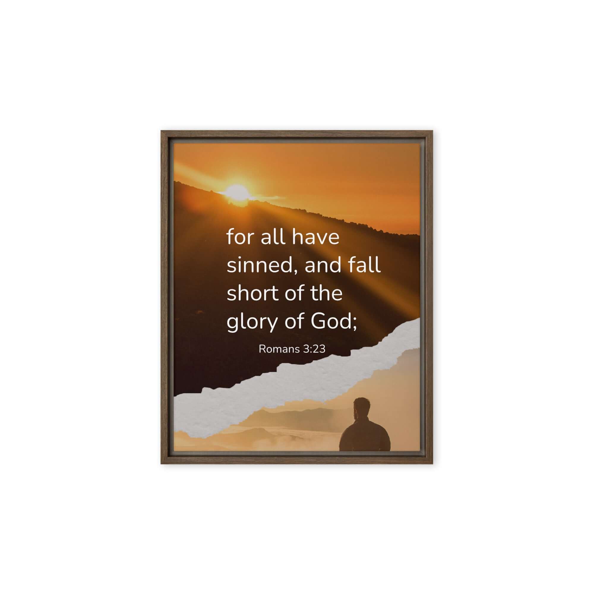 Romans 3:23 Bible Verse, of God Framed Canvas Print Wall Art Brown 8″×10″