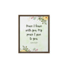 John 14:27 Bible Verse, My peace Framed Canvas Print Wall Art Brown 8″×10″