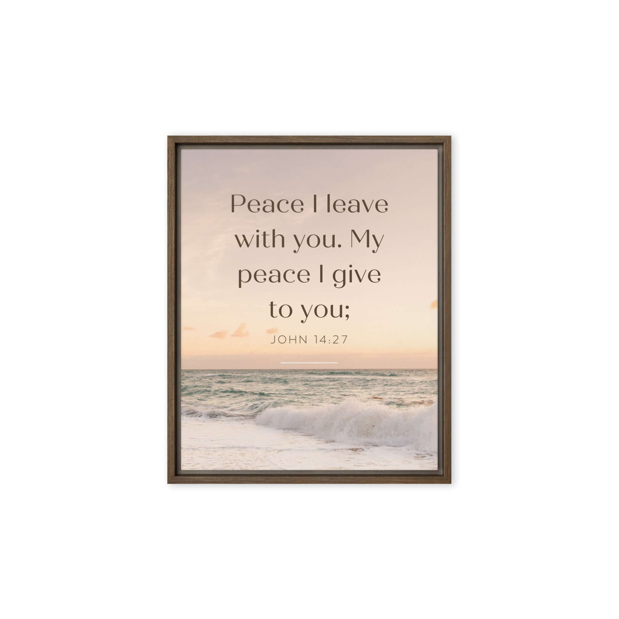 John 14:27 Bible Verse, not as the Framed Canvas Print Wall Art Brown 8″×10″
