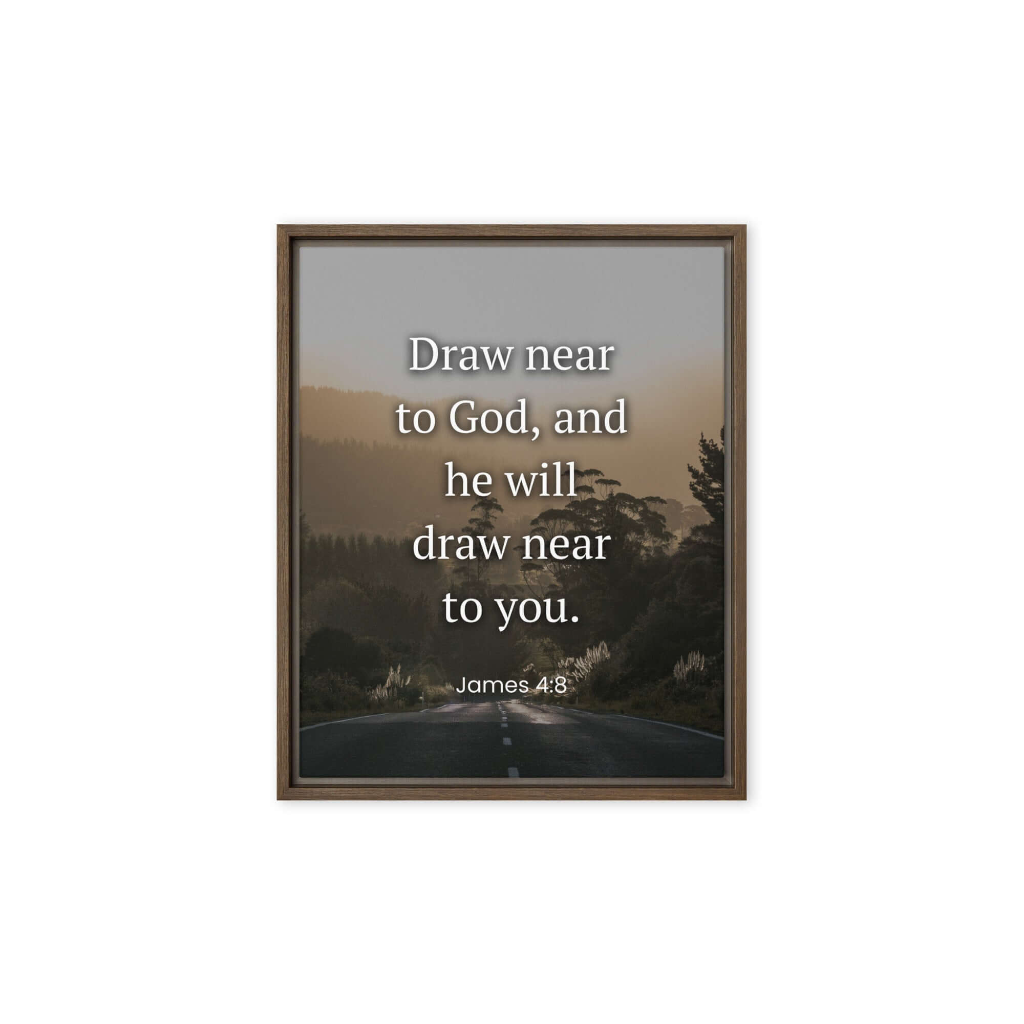 James 4:8 Bible Verse, Cleanse your Framed Canvas Print Wall Art Brown 8″×10″
