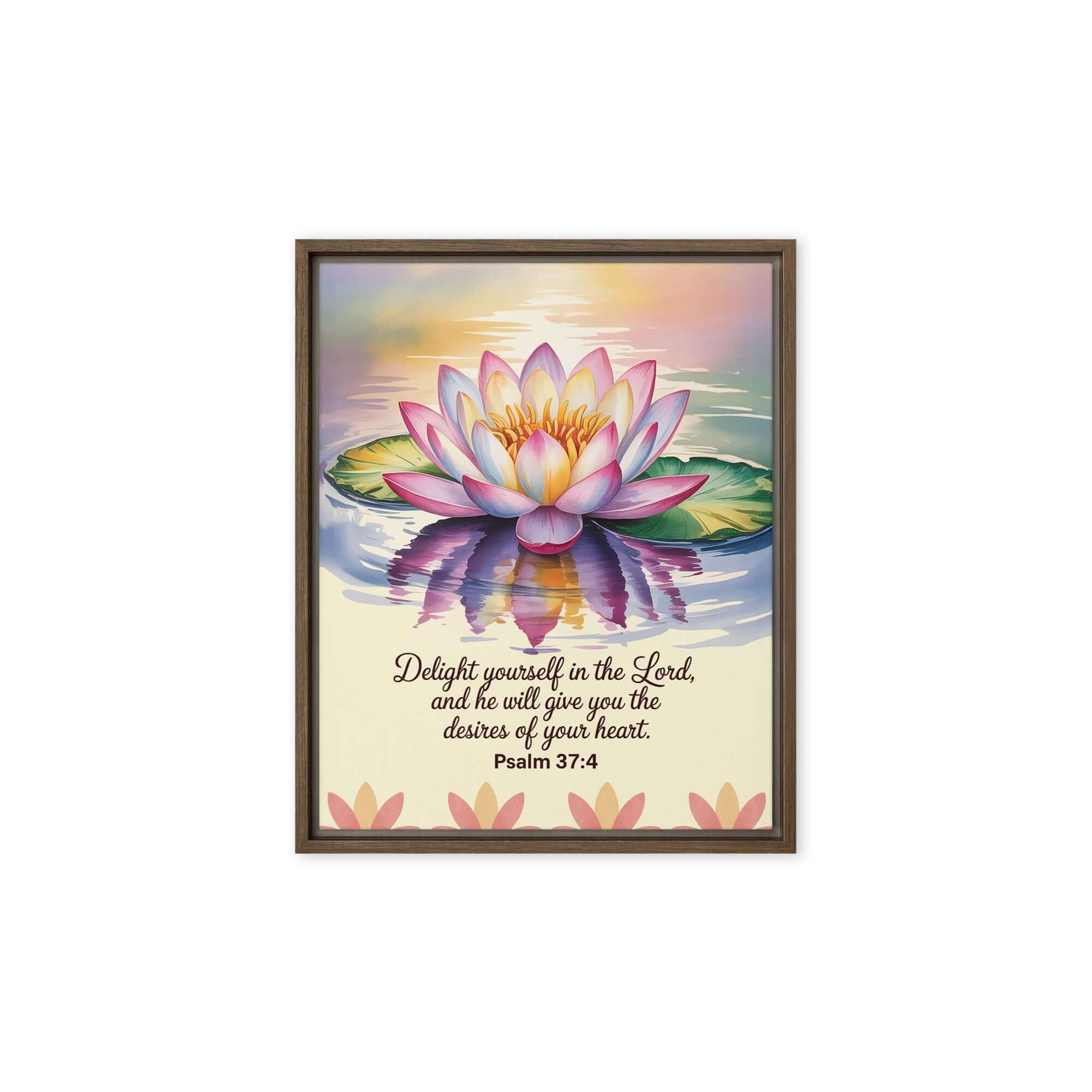 Psalm 37:4 Bible Verse, the Lord Framed Canvas Brown 8″×10″
