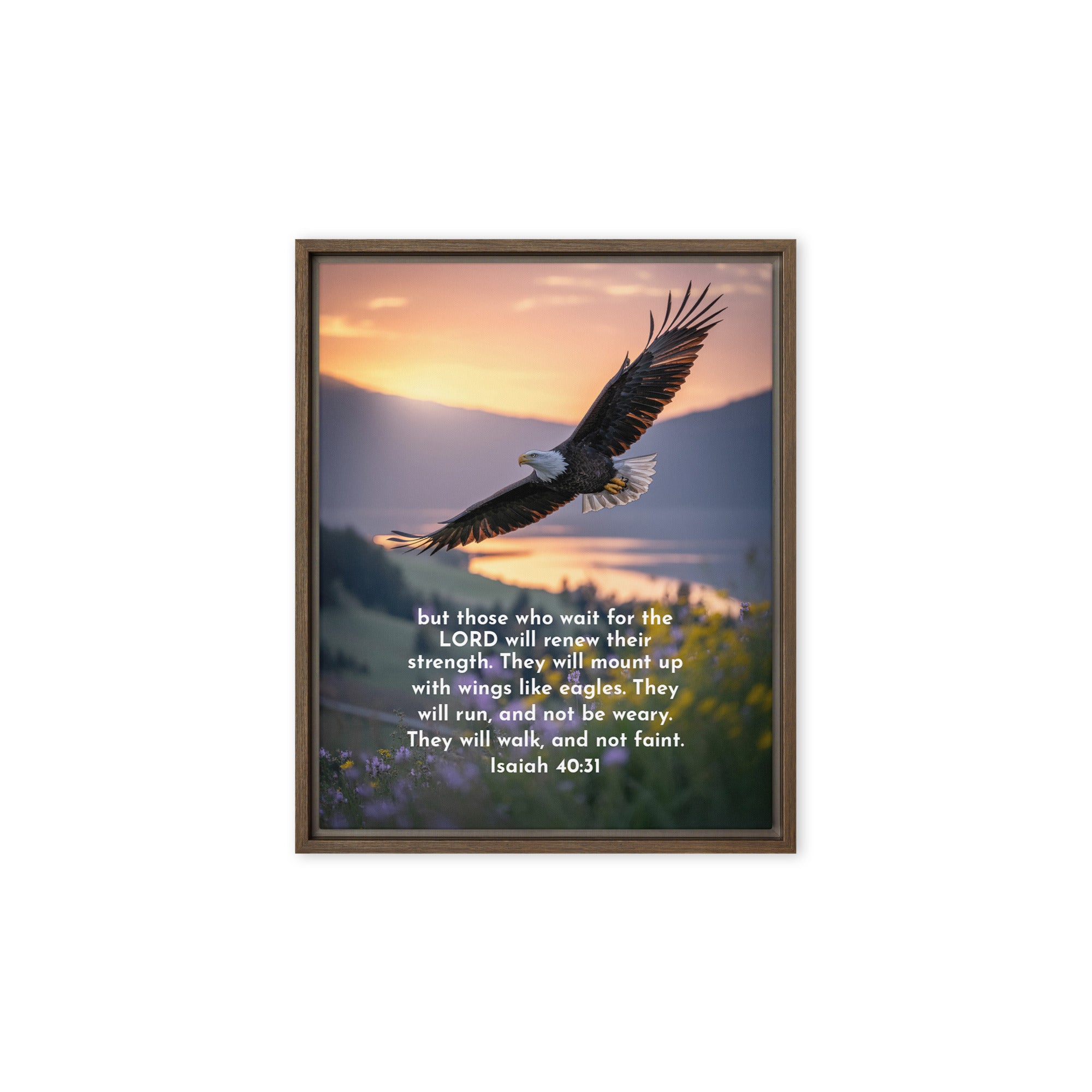 Isaiah 40:31 Bible Verse Renew Strength Framed Canvas Brown 8″×10″