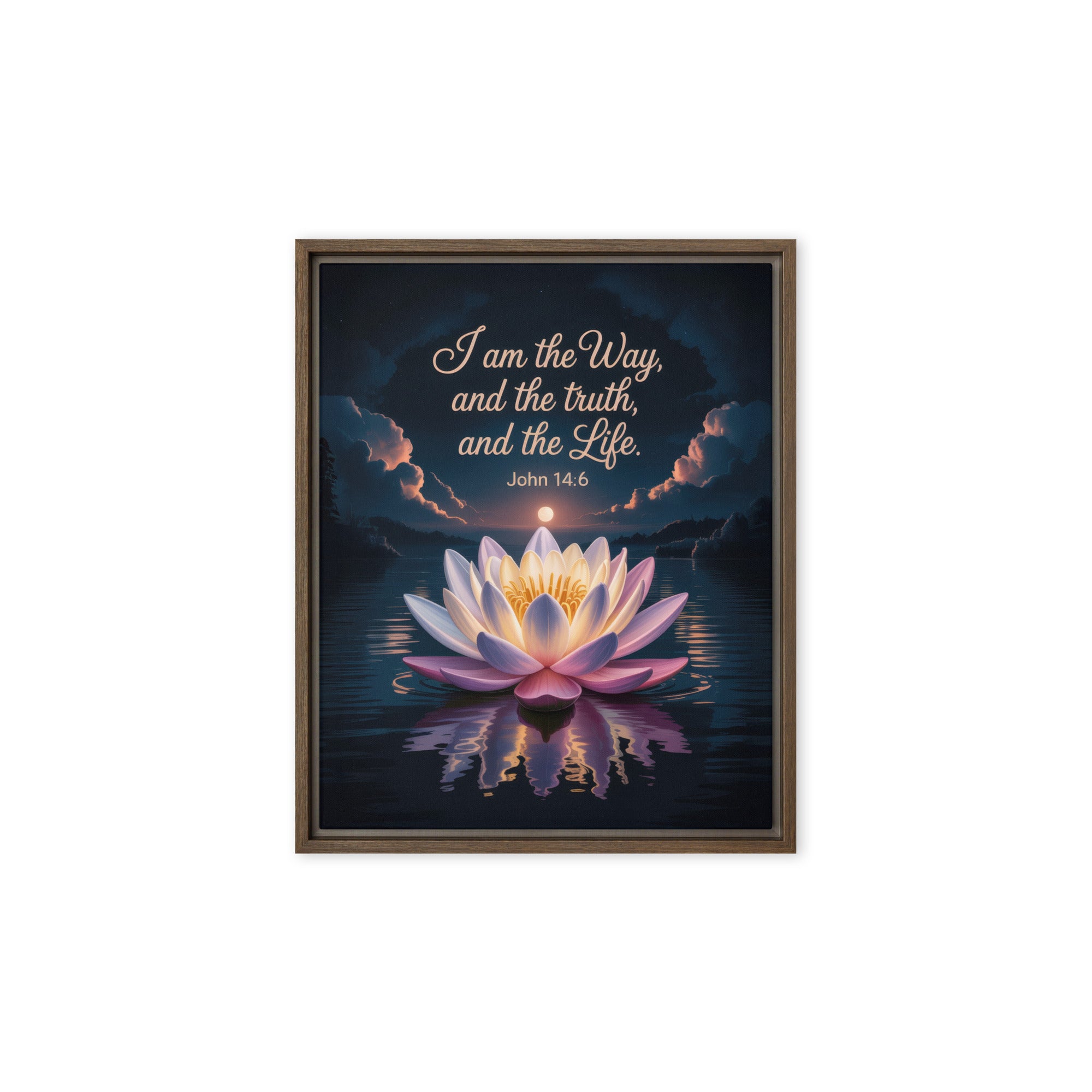 John 14:6 Bible Verse The Way Framed Canvas Brown 8″×10″