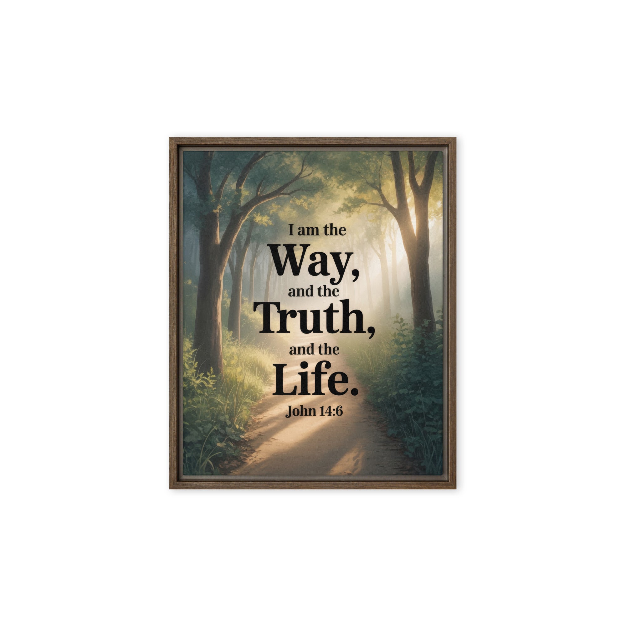 John 14:6 Bible Verse The Life Framed Canvas Brown 8″×10″