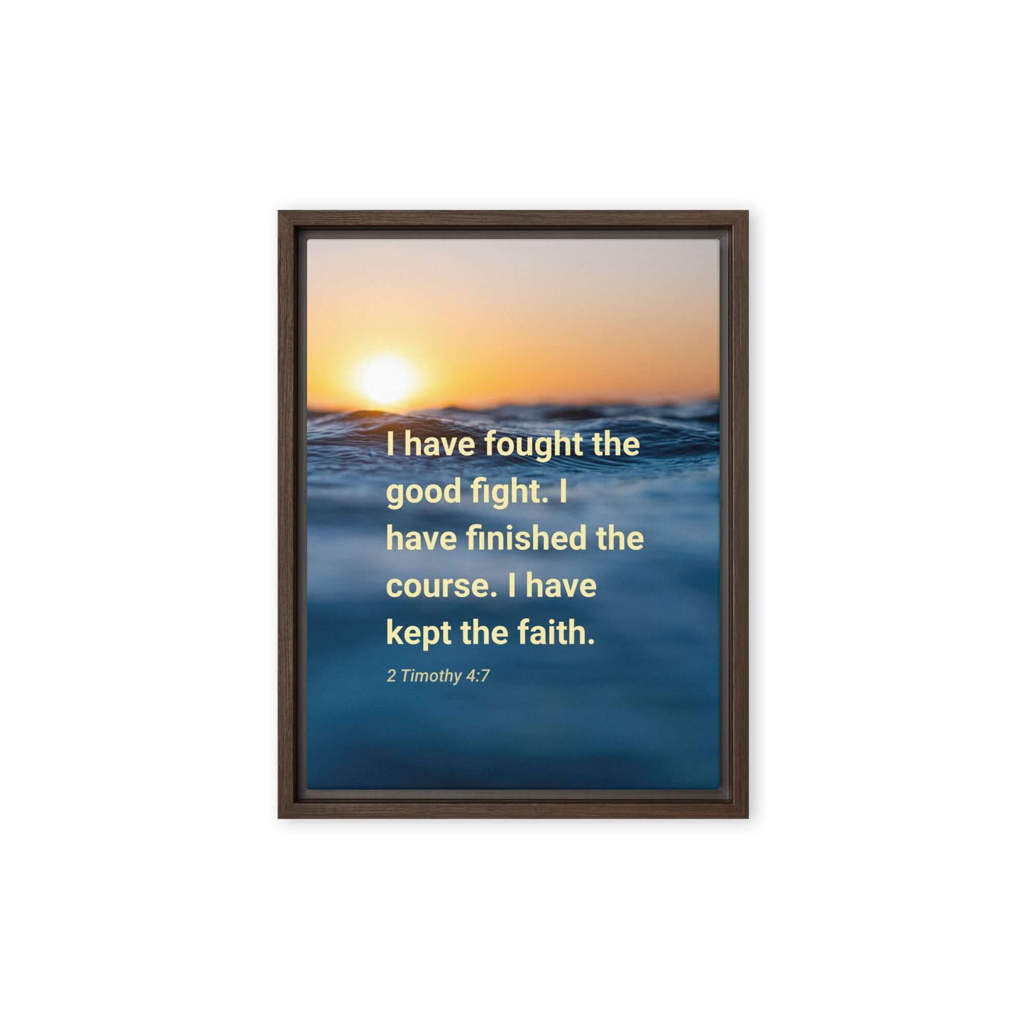 2 Timothy 4:7 Bible Verse, kept the faith Framed Canvas Print Wall Art Brown 9″×12″