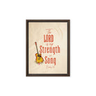 Exodus 15:2 Bible Verse, The LORD is my strength Framed Canvas Print Wall Art Brown 9″×12″