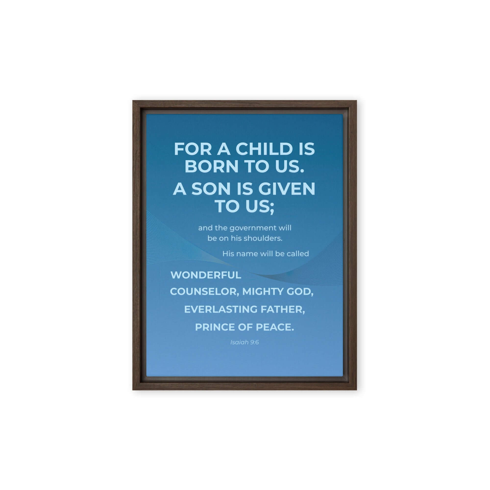 Isaiah 9:6 Bible Verse, Everlasting Father Framed Canvas Print Wall Art Brown 9″×12″