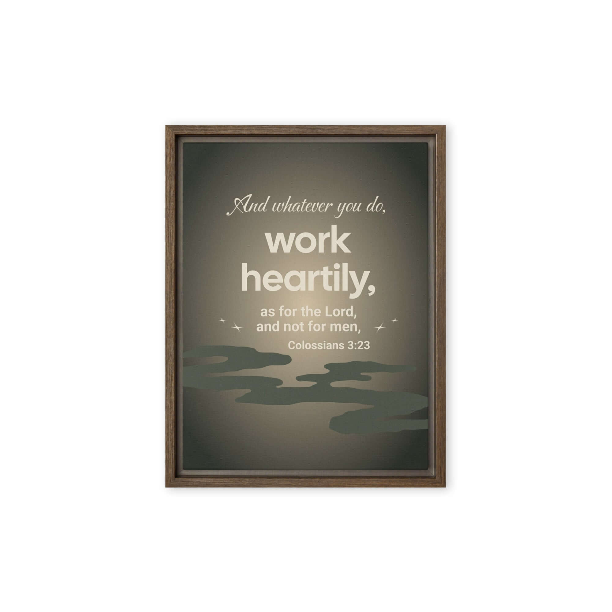 Colossians 3:23 Bible Verse, as for the Lord Framed Canvas Print Wall Art Brown 9″×12″
