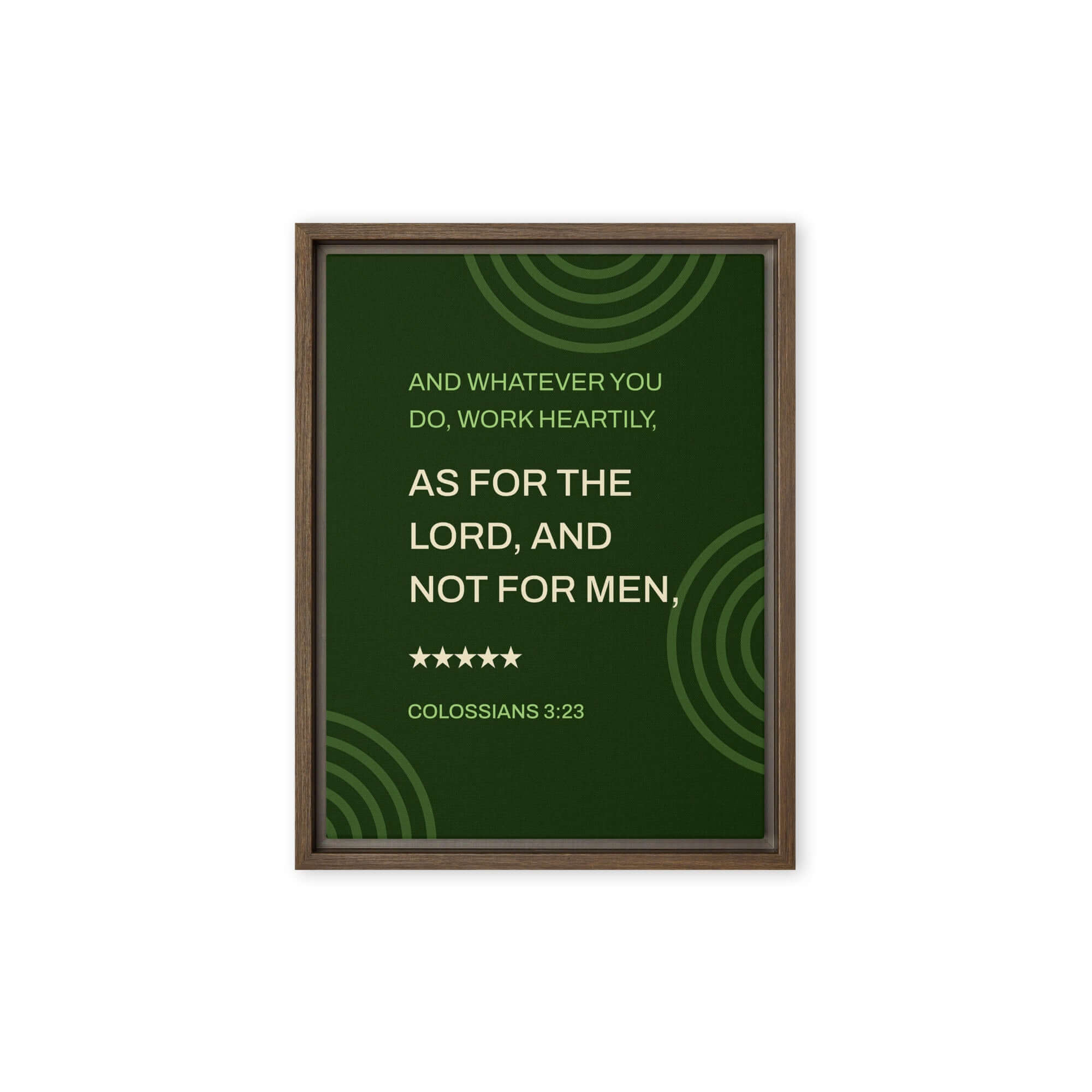 Colossians 3:23 Bible Verse, not for men Framed Canvas Print Wall Art Brown 9″×12″