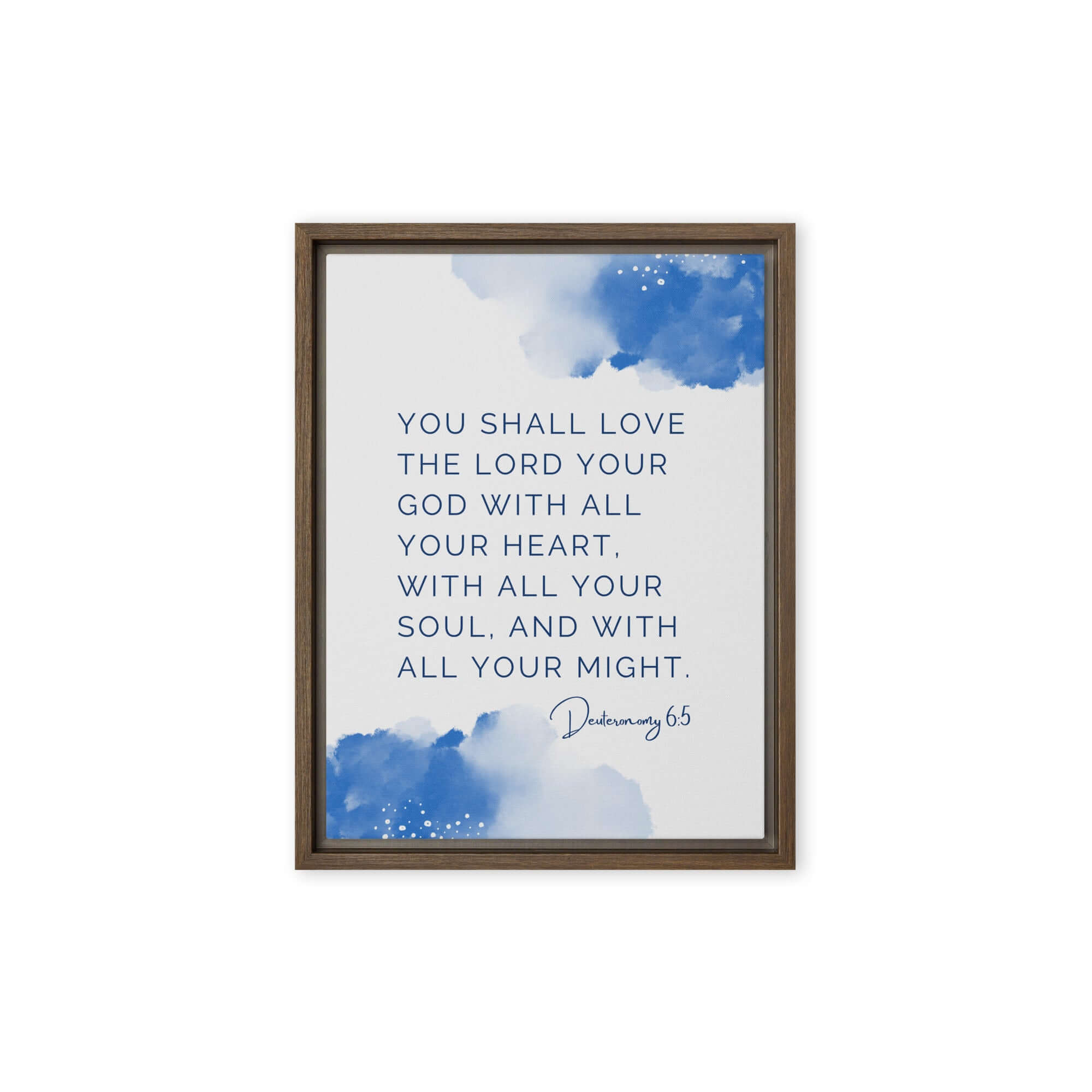 Deuteronomy 6:5 Bible Verse, your God Framed Canvas Print Wall Art Brown 9″×12″