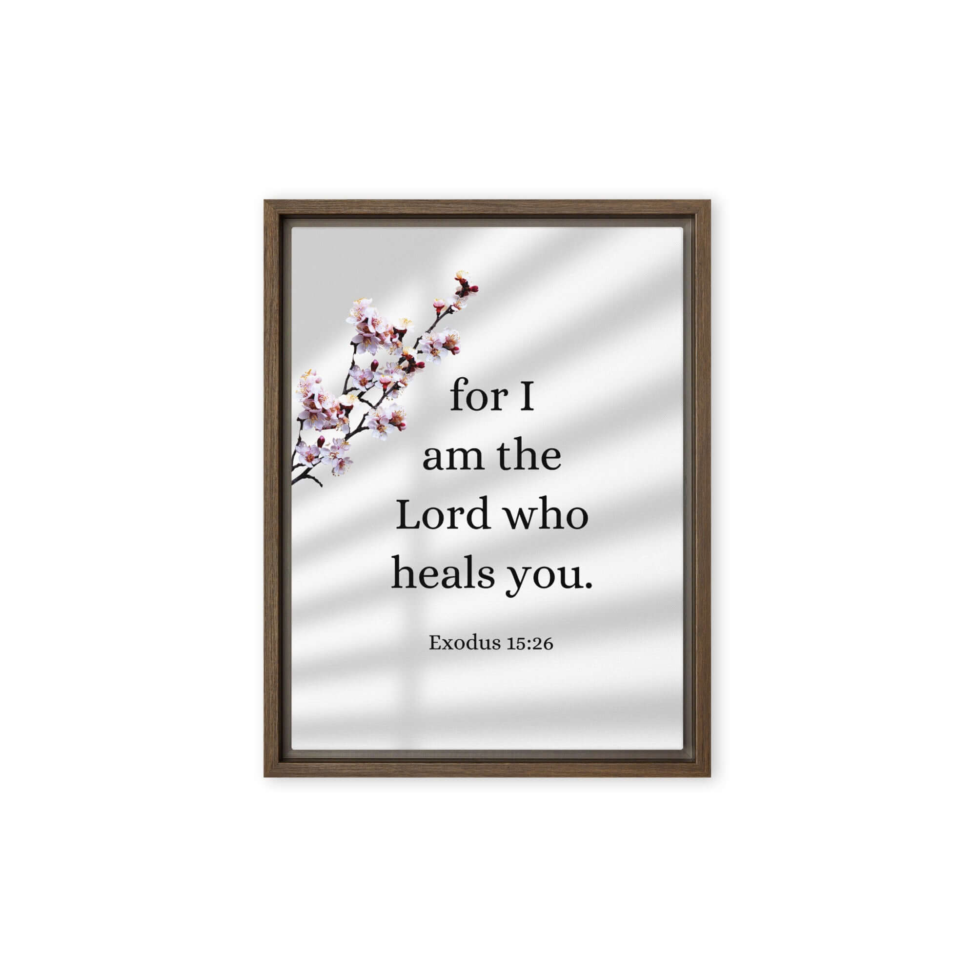 Exodus 15:26 Bible Verse, diligently listen Framed Canvas Print Wall Art Brown 9″×12″