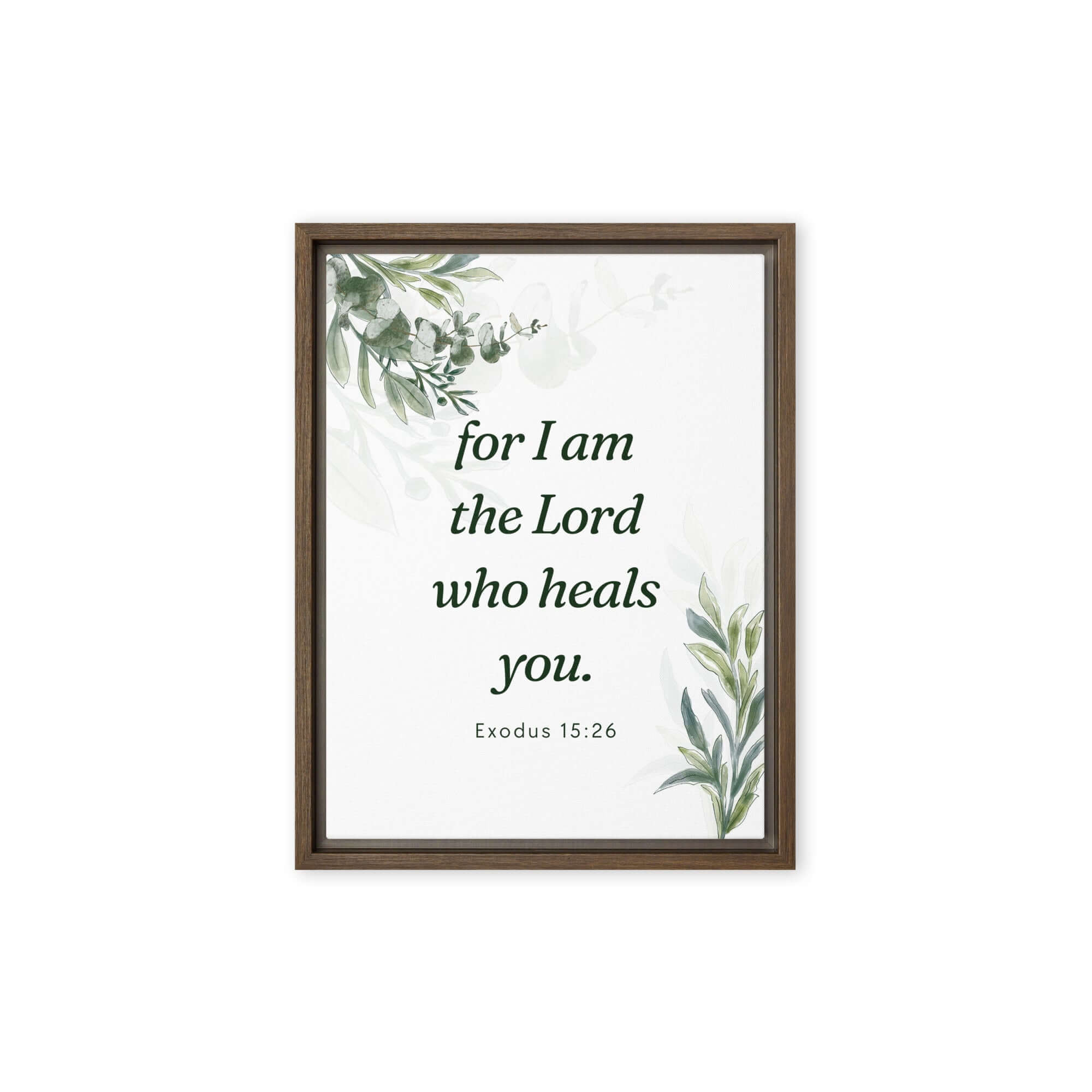 Exodus 15:26 Bible Verse, Gods voice Framed Canvas Print Wall Art Brown 9″×12″