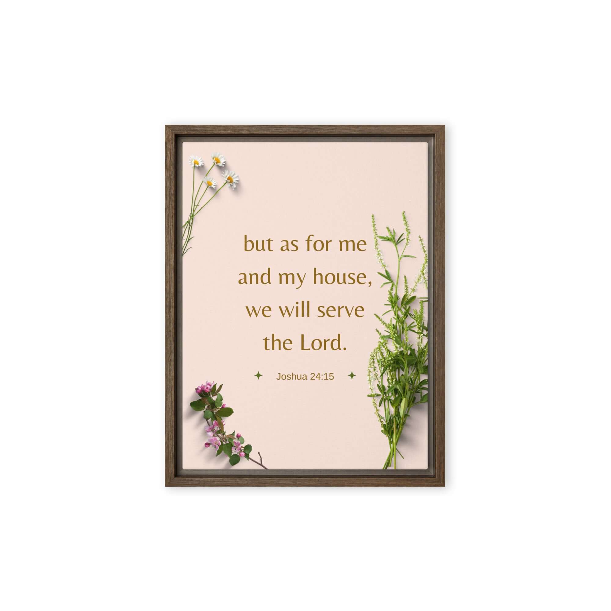 Joshua 24:15 Bible Verse, your fathers Framed Canvas Print Wall Art Brown 9″×12″