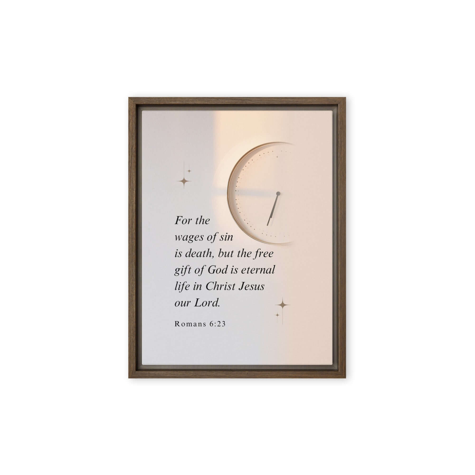 Romans 6:23 Bible Verse, our Lord Framed Canvas Print Wall Art Brown 9″×12″