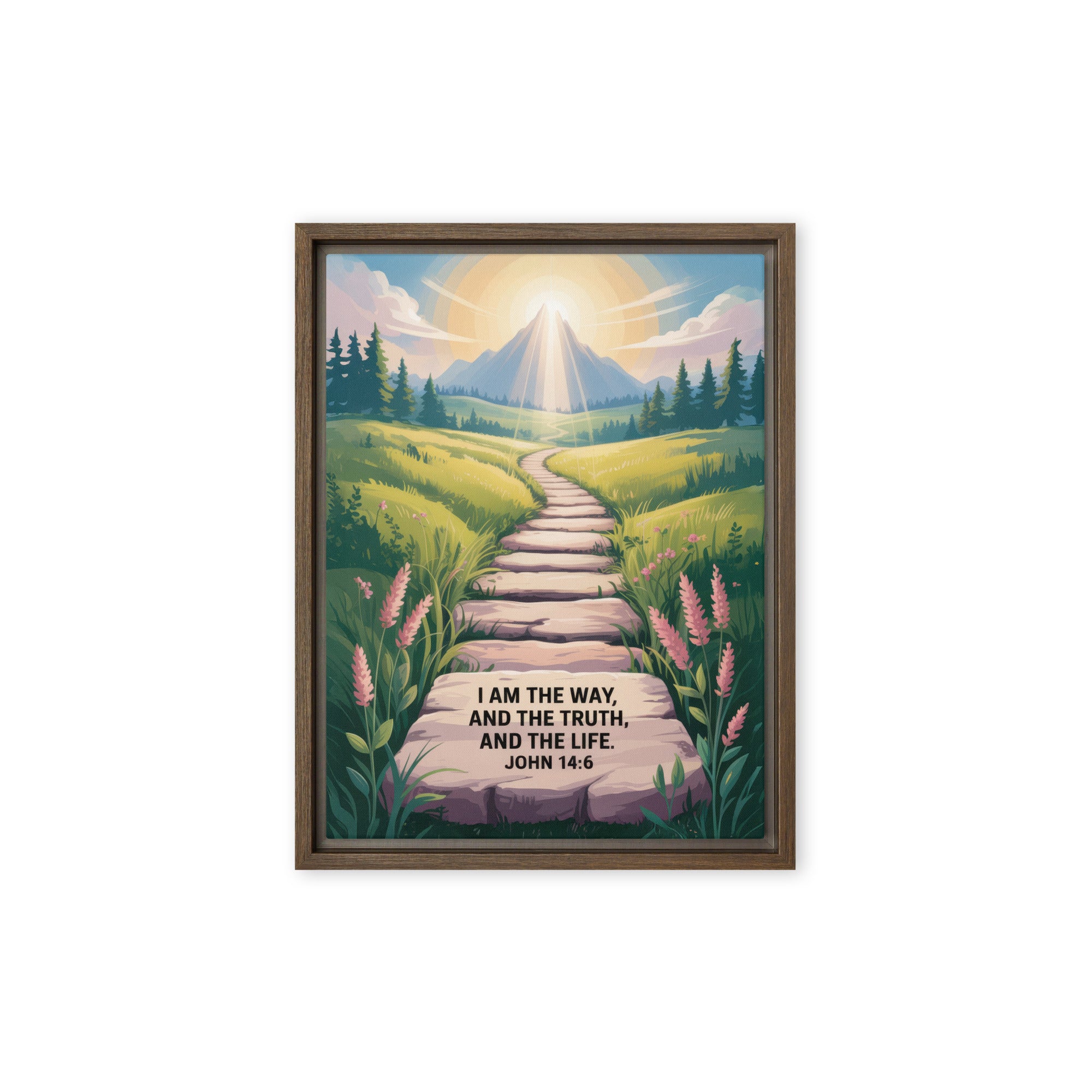 John 14:6 Bible Verse The Truth Framed Canvas Brown 9″×12″