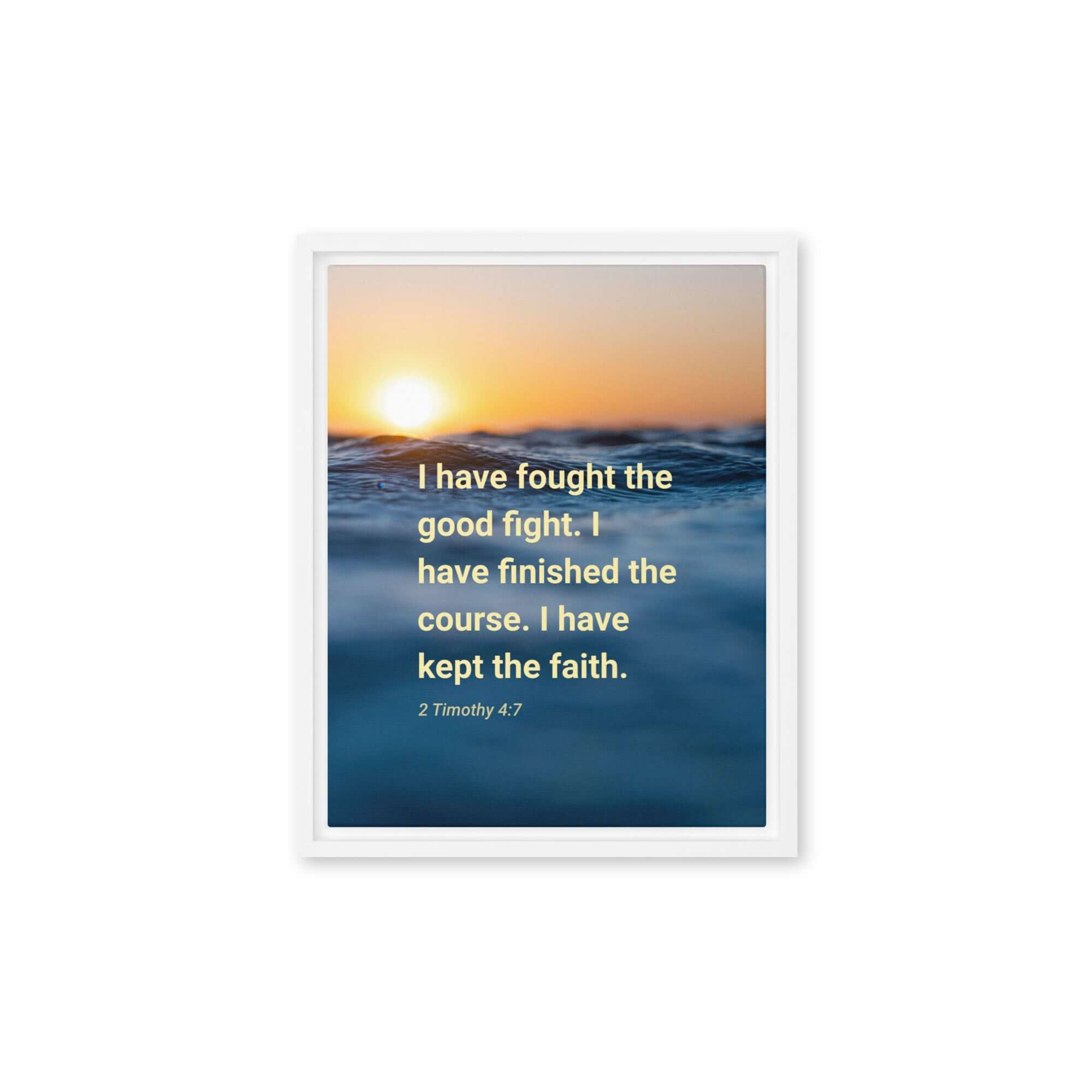 2 Timothy 4:7 Bible Verse, kept the faith Framed Canvas Print Wall Art White 11″×14″