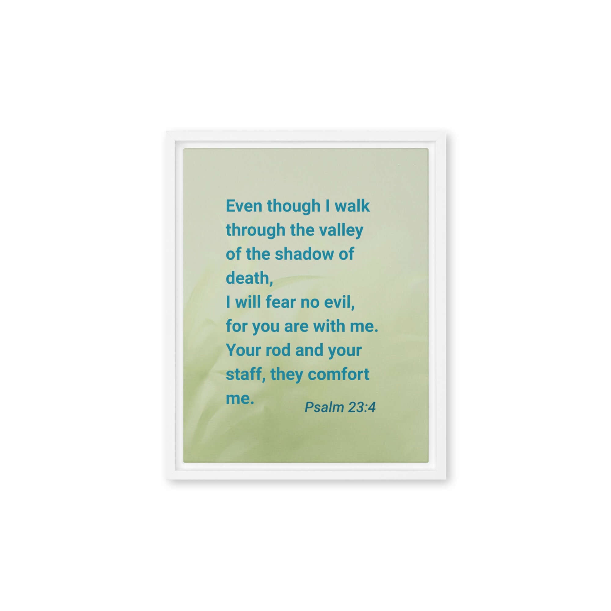 Psalm 23:4 Bible Verse, fear no evil Framed Canvas Print Wall Art White 11″×14″
